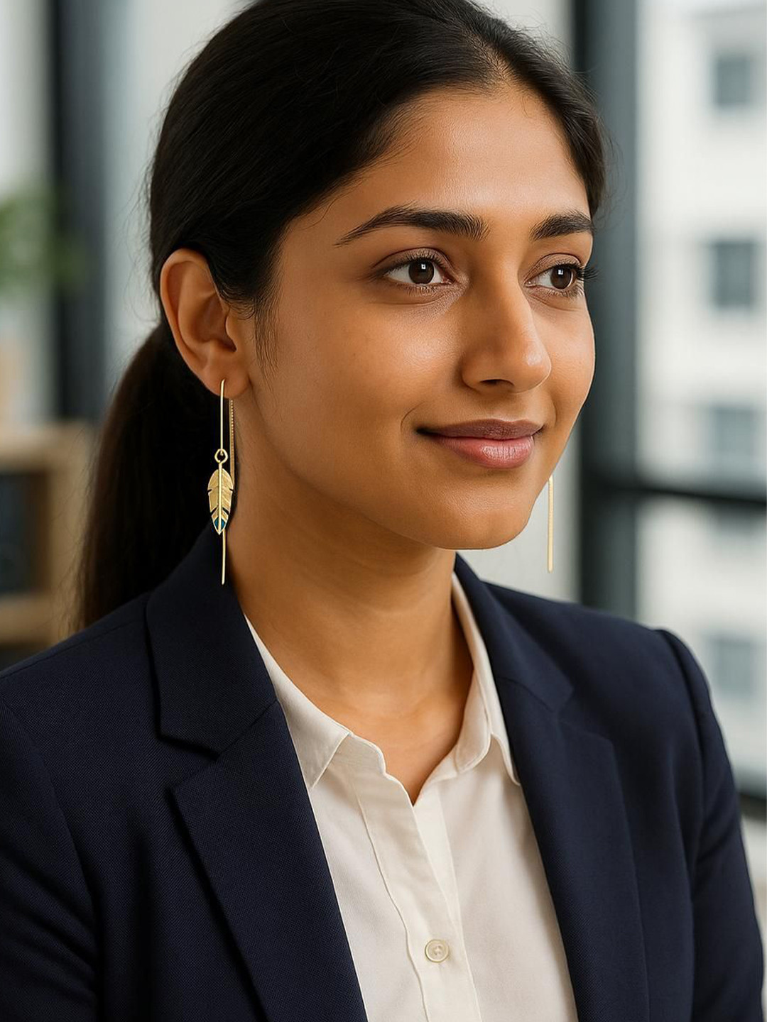 EL REGALO Feather Shaped Drop Earrings