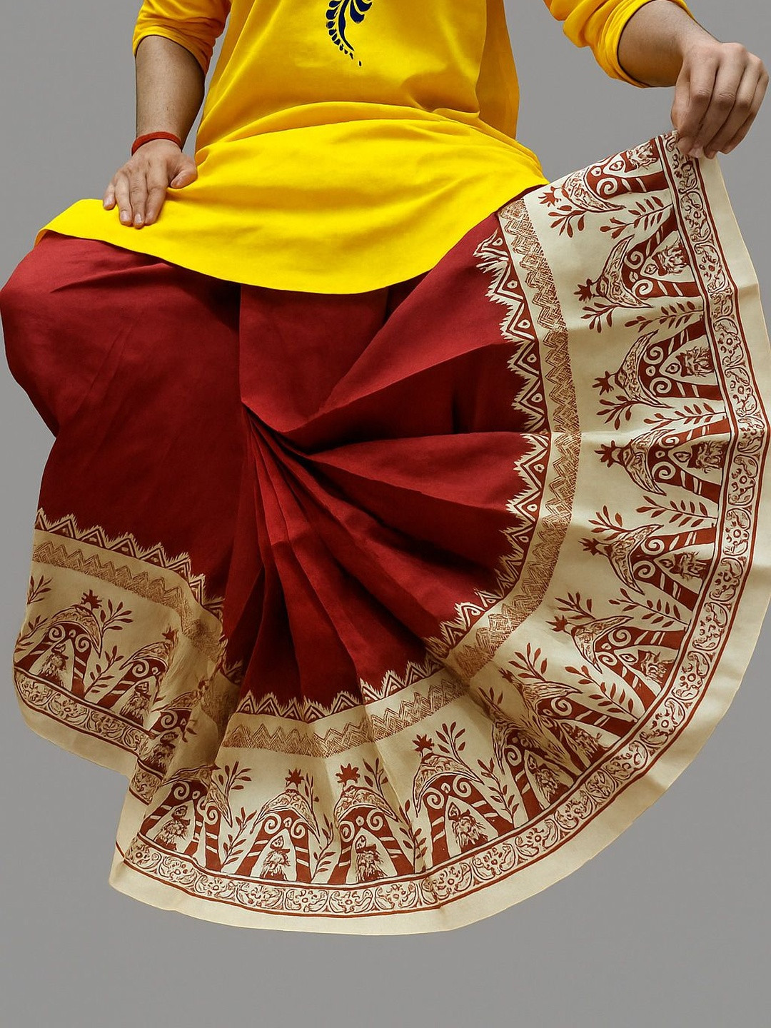 AMIT ONLINE Men Printed Mour Puccho Dhoti