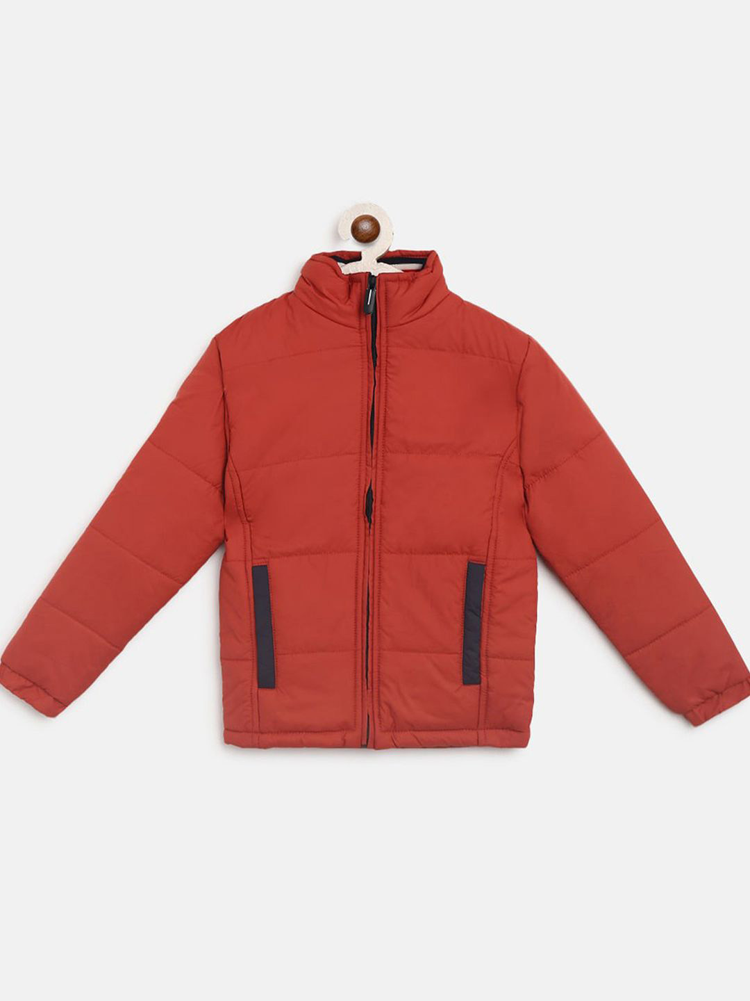 Instafab Boys Mock Collar Solid Lightweight Padded Jacket