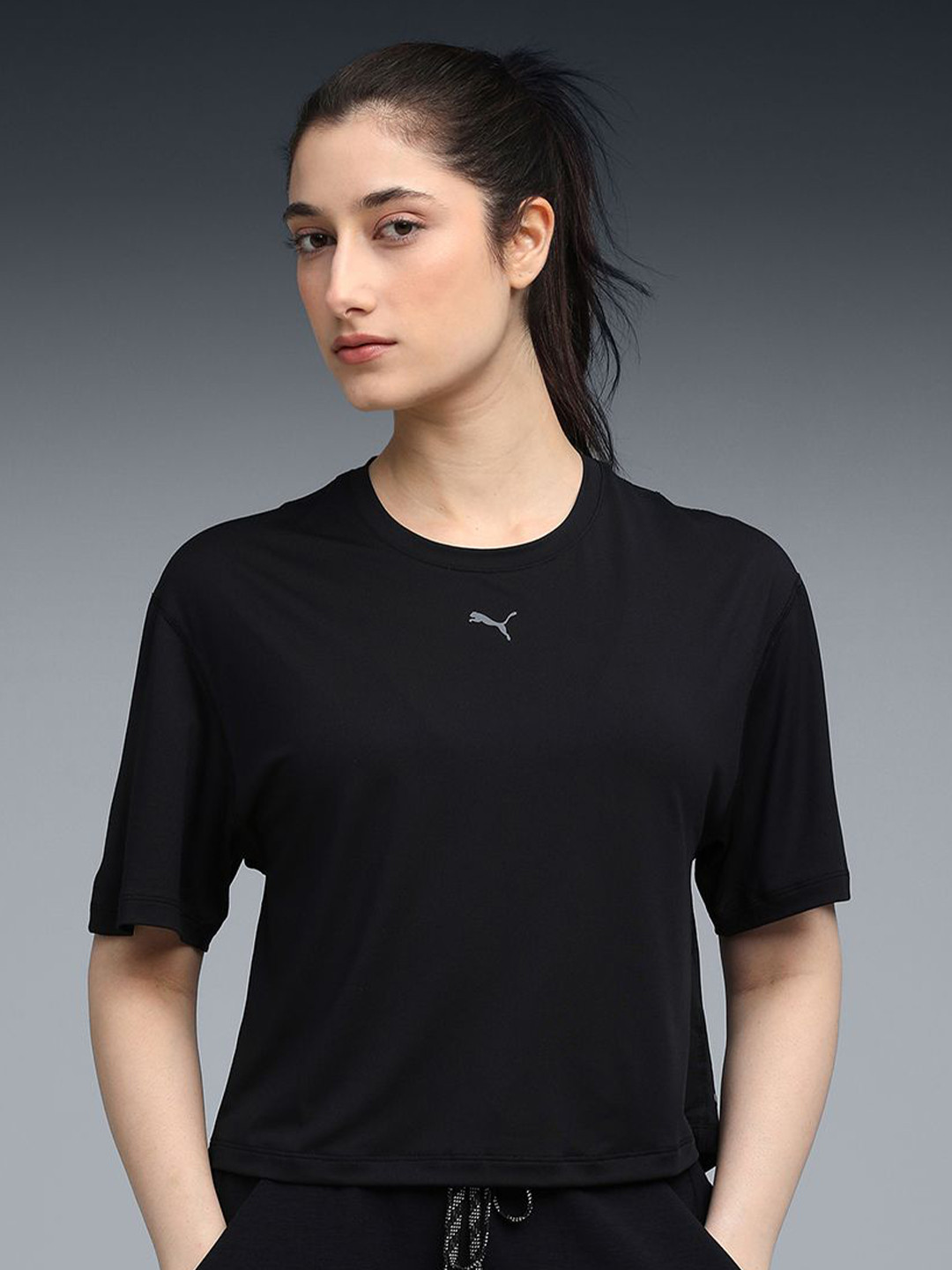 Puma Women Solid Round Neck Relaxed Fit T-shirt