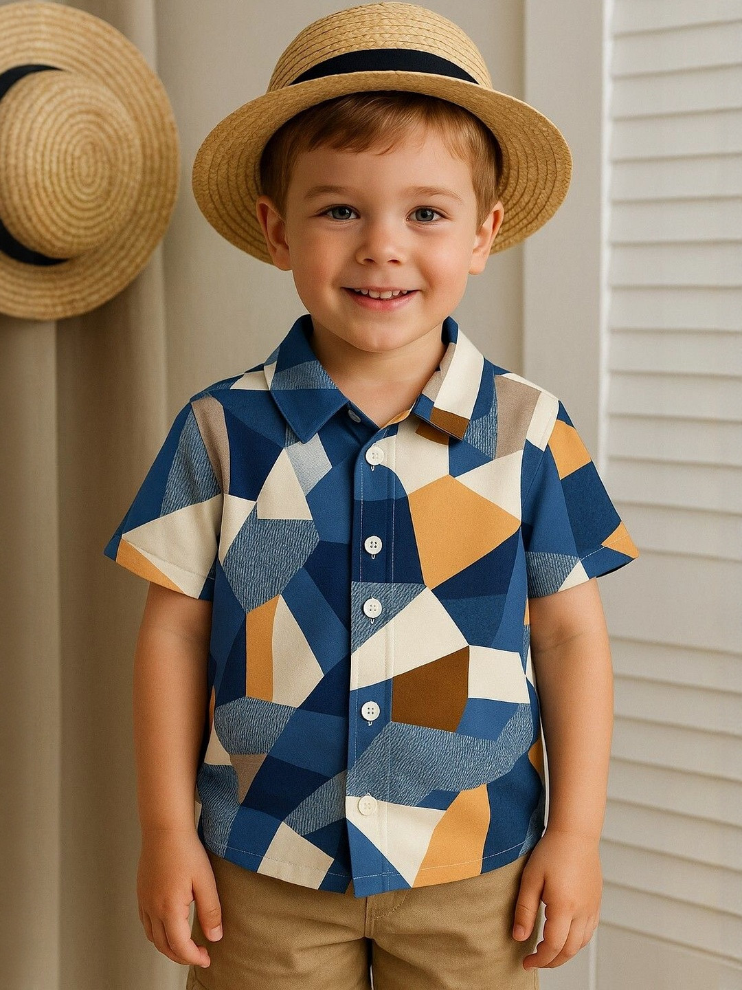 AMBARDI FASHION Boys Classic Geometric Printed Formal Shirt