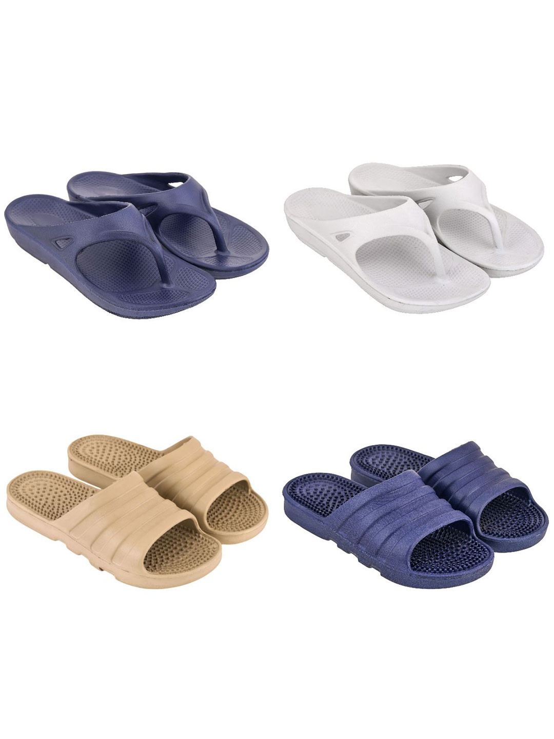 Feel alive Men Set of 4 Ultra-Comfortable, Lightweight EVA Flip Flops for Everyday Use