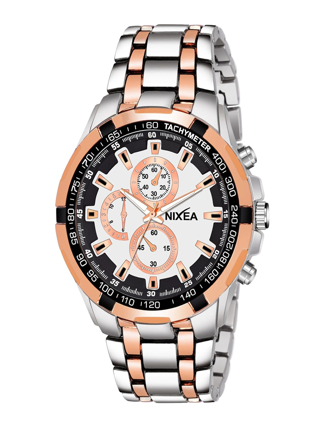 Nixea Men Dial & Bracelet Style Straps Analogue Watch NIXEA WHITE-ROSE RADO TT