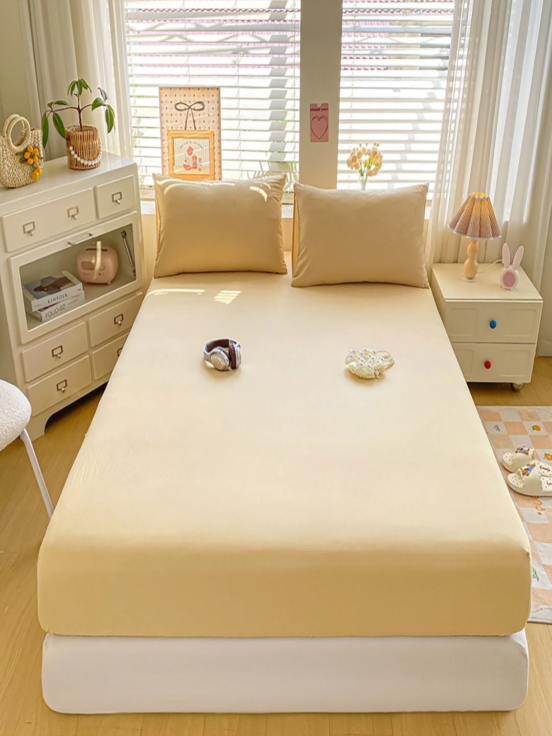 JC HOME Beige 140 TC Single Bedsheet Set - 1.20m x 2m