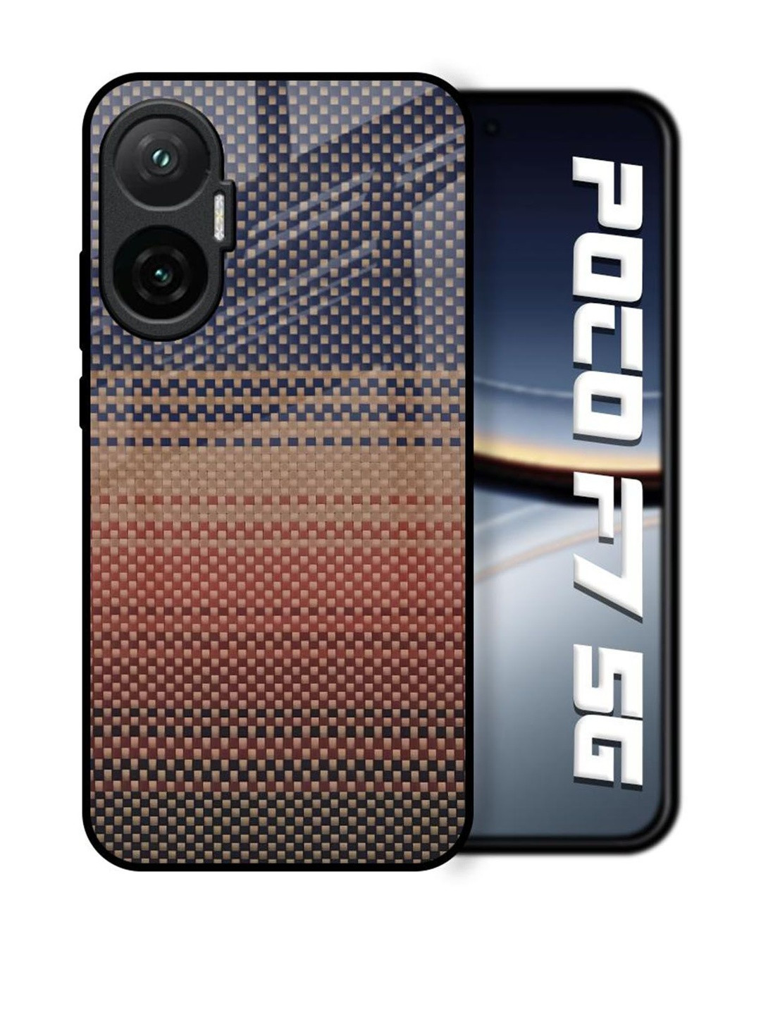 QRIOH Fiber Artistry Abstract Printed Glass Back Case for Poco F7 5G