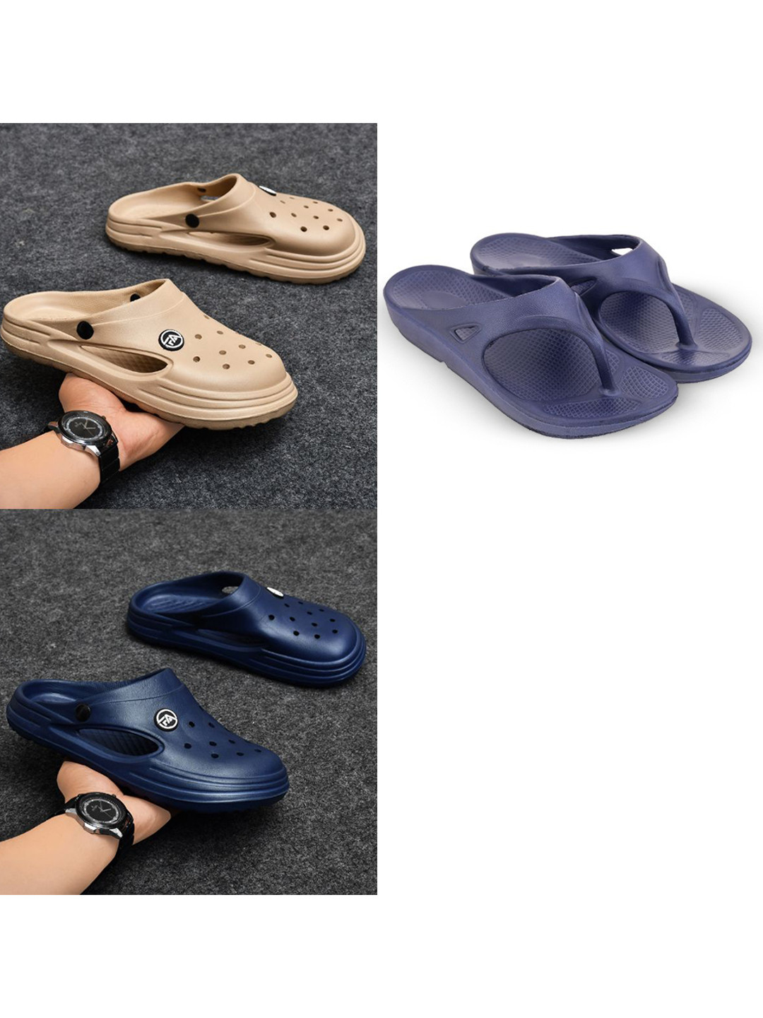 Feel alive Men Set Of 3 Clogs Flip Flops