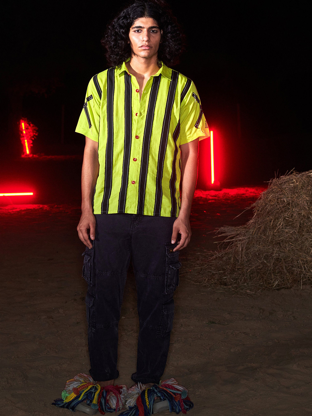 Tein Do Ek Unisex Relaxed Striped Spread Collar Cotton Regular Fit Shirt