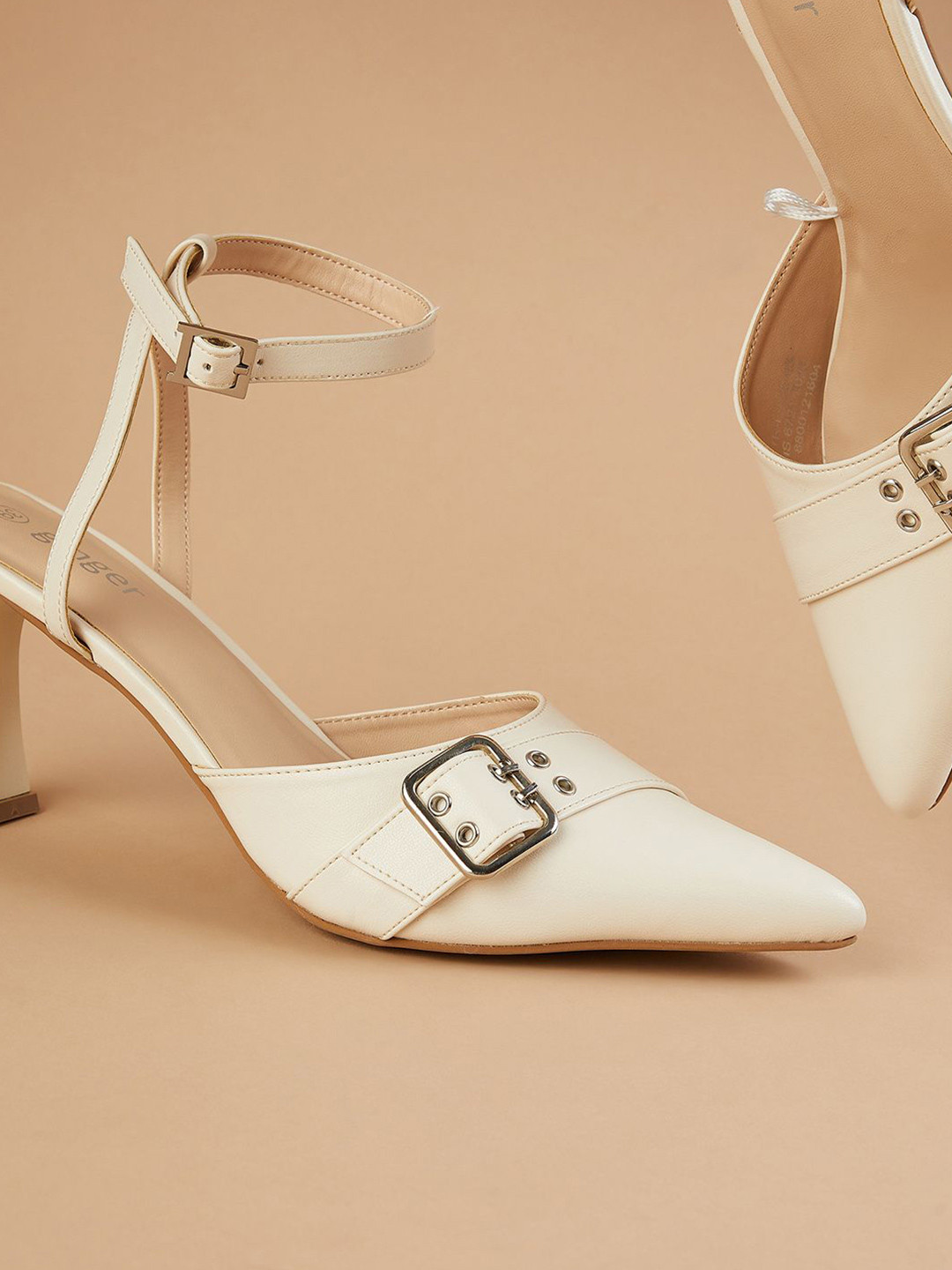 Ginger by Lifestyle Women Ankle Loop Pointed Toe Kitten Heel Pumps with buckles