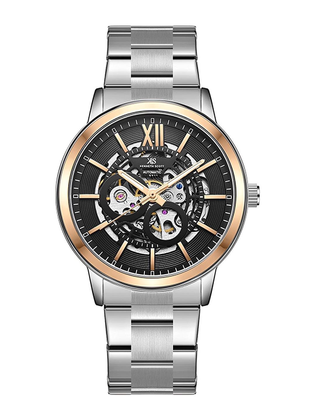 KENNETH SCOTT Men Dial & Stainless Steel Bracelet Style Straps Analogue Automatic Watch K24324-KBSN