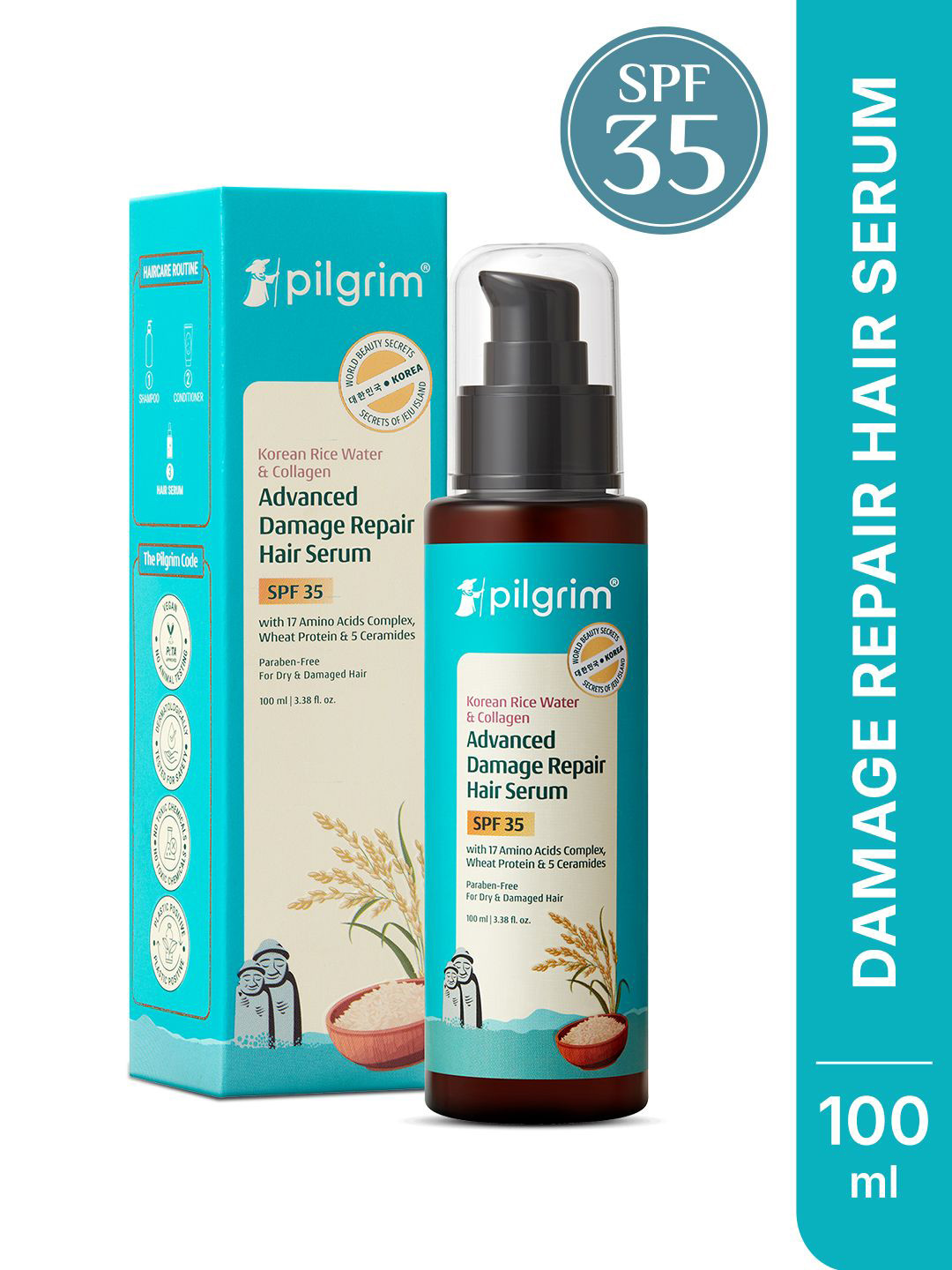 Pilgrim Korean Rice Water & Collagen Damage Repair Hair Serum- 100 ml