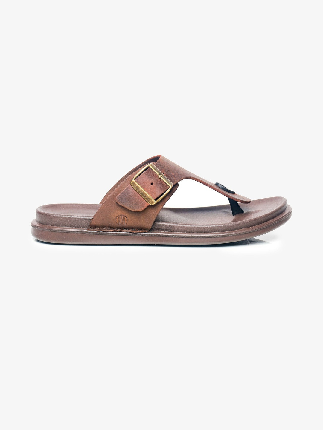 LA MARCA Men Brown Leather Slip-On Comfort Sandals