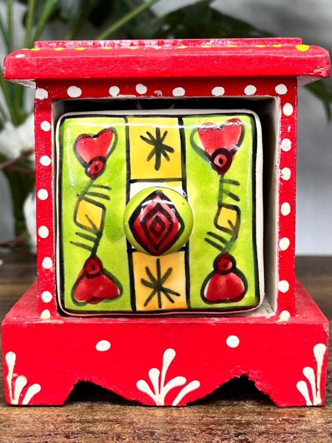 DIWAM HANDICRAFTS Red Decorative Storage Drawers Box