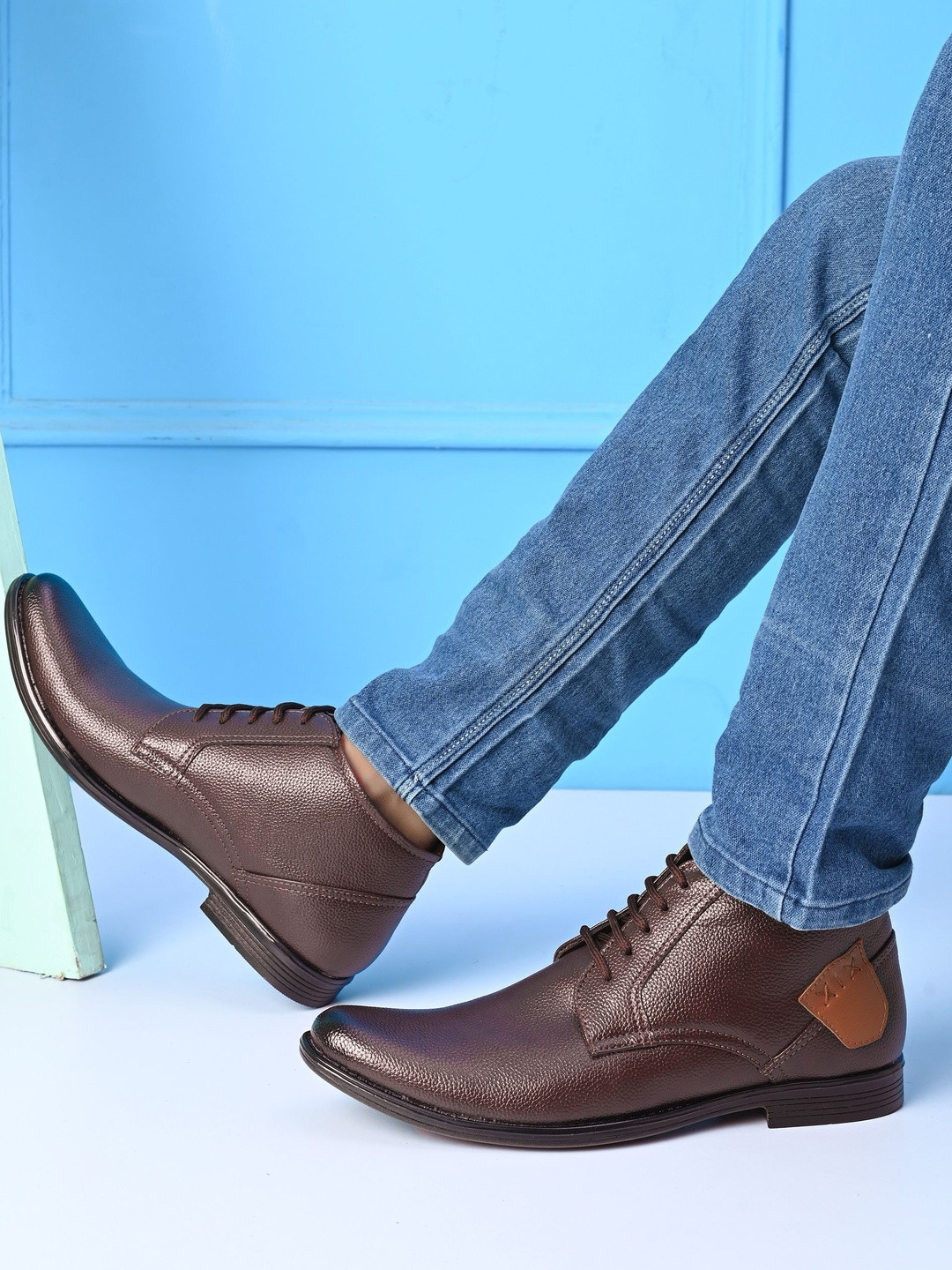 HERE&NOW Men Brown Synthetic Leather Lace-Ups Formal Shoes