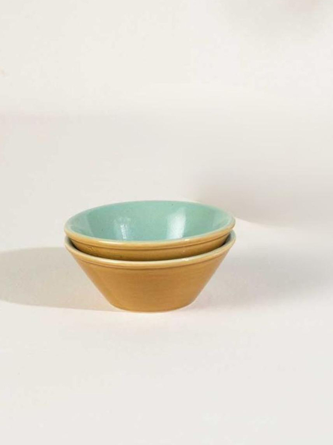 FREEDOM TREE Sakua Green & Mustard 2 Pieces Ceramic Serving Bowls