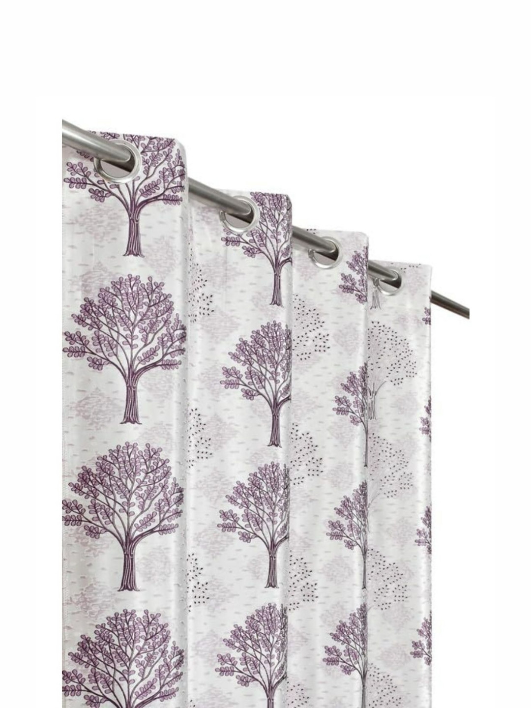 UrbanArts Violet And White Floral Printed Room Darkening Door Curtain