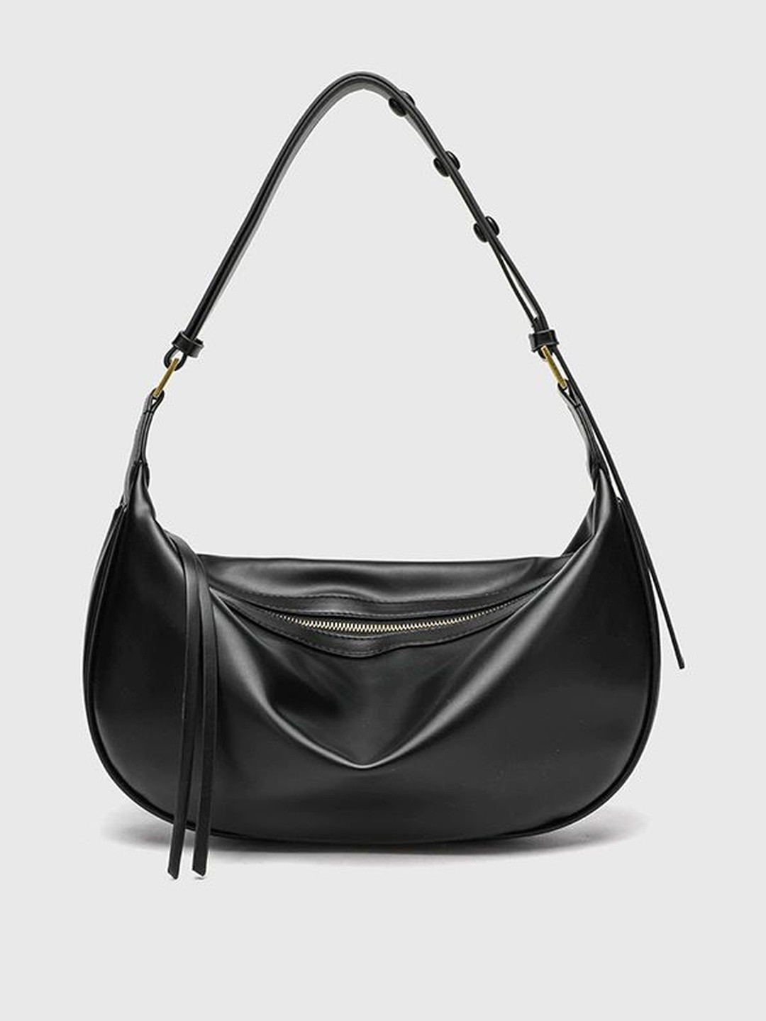 CORSICA Women PU Half Moon Black Solid One Handle Hobo Bag