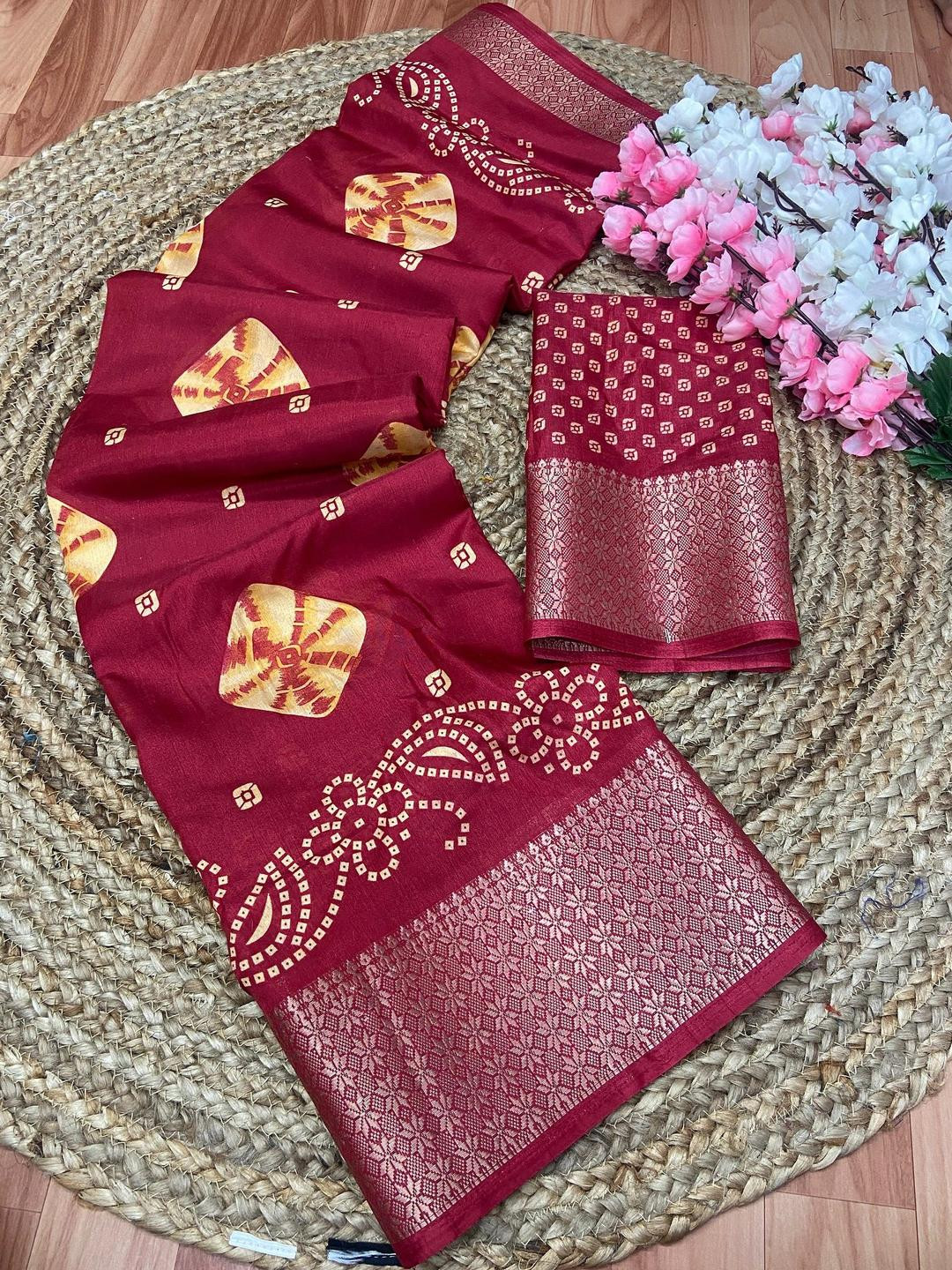 BHAVIKA SILK MILLS Bandhani Printed Sarees