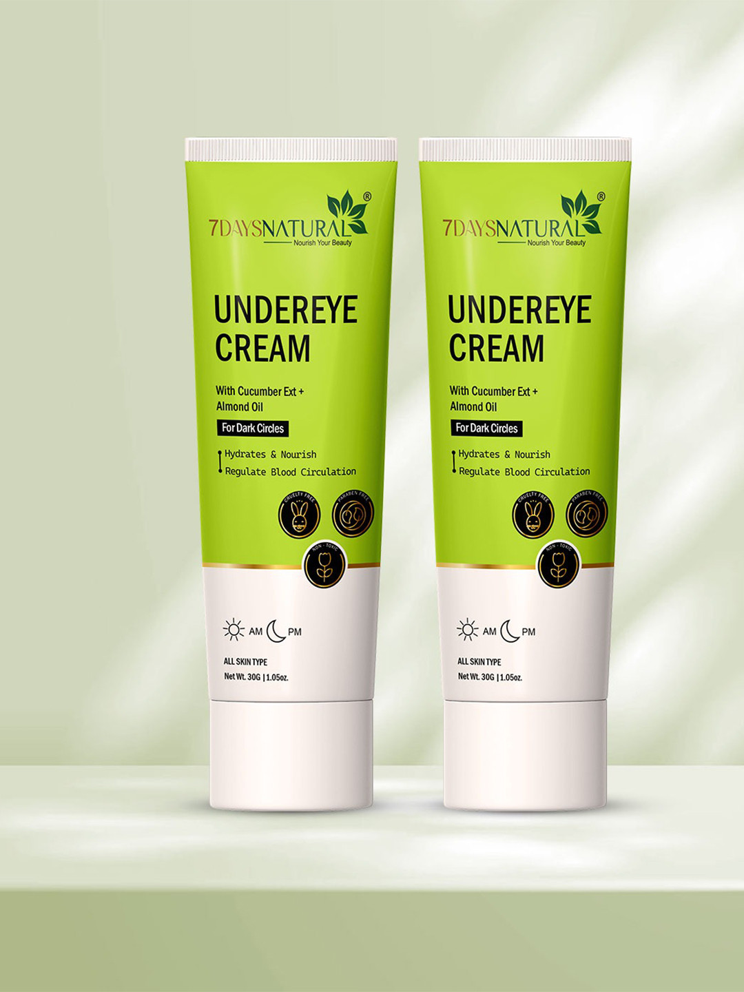 7DAYSNATURAL Set of 2 Under Eye Cream with Vitamin E & Cucumber Extract - 30 g Each