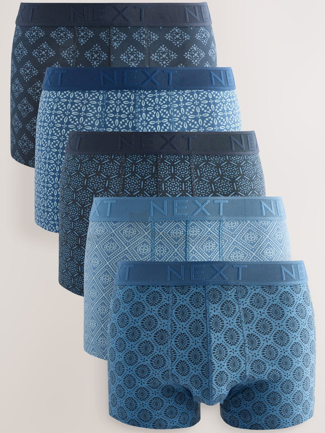 NEXT Men Pack of 5 Printed Trunks F13015-Blue