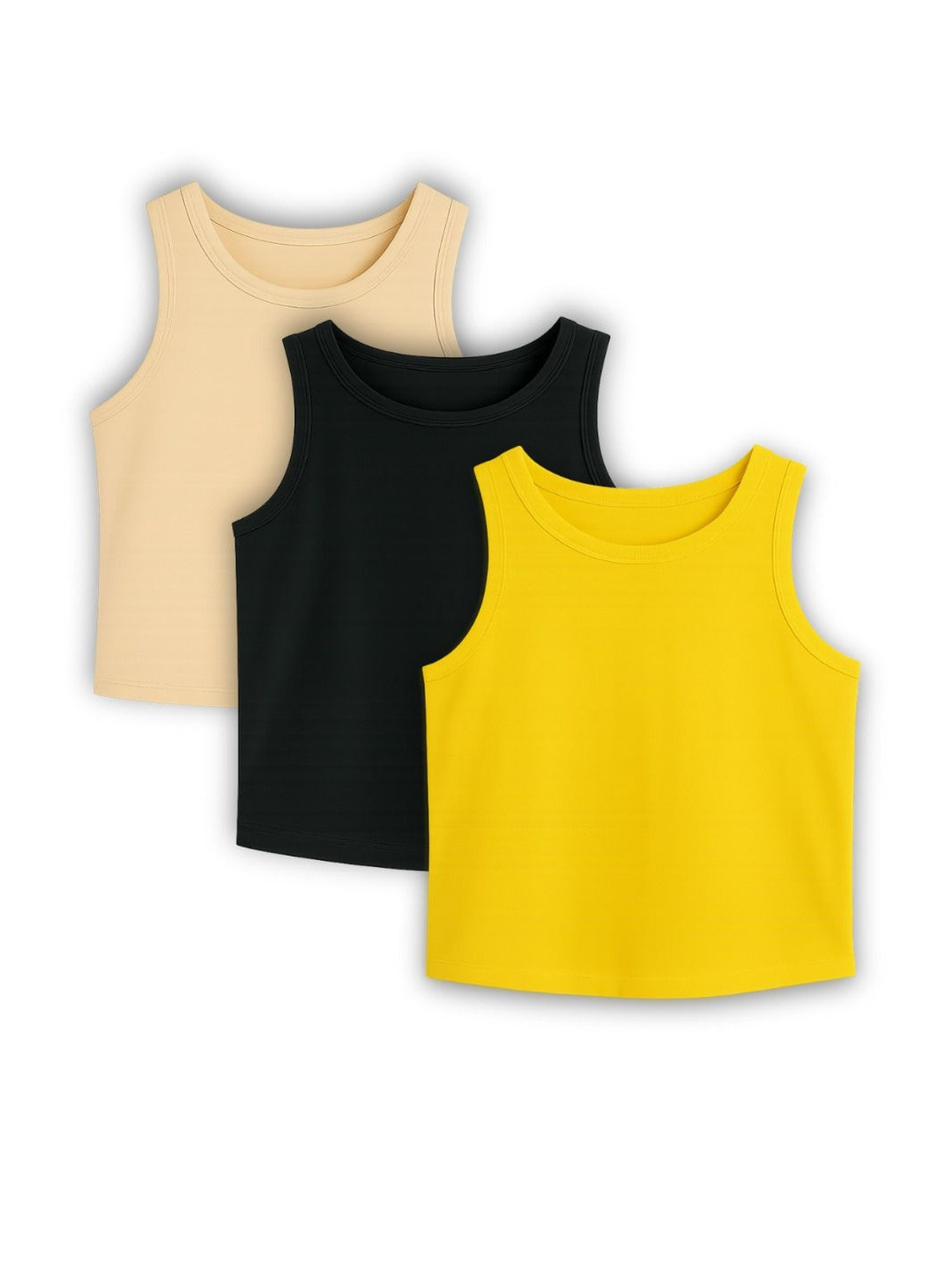 KIDAROO Girls Pack Of 3 Solid Innerwaer Vest
