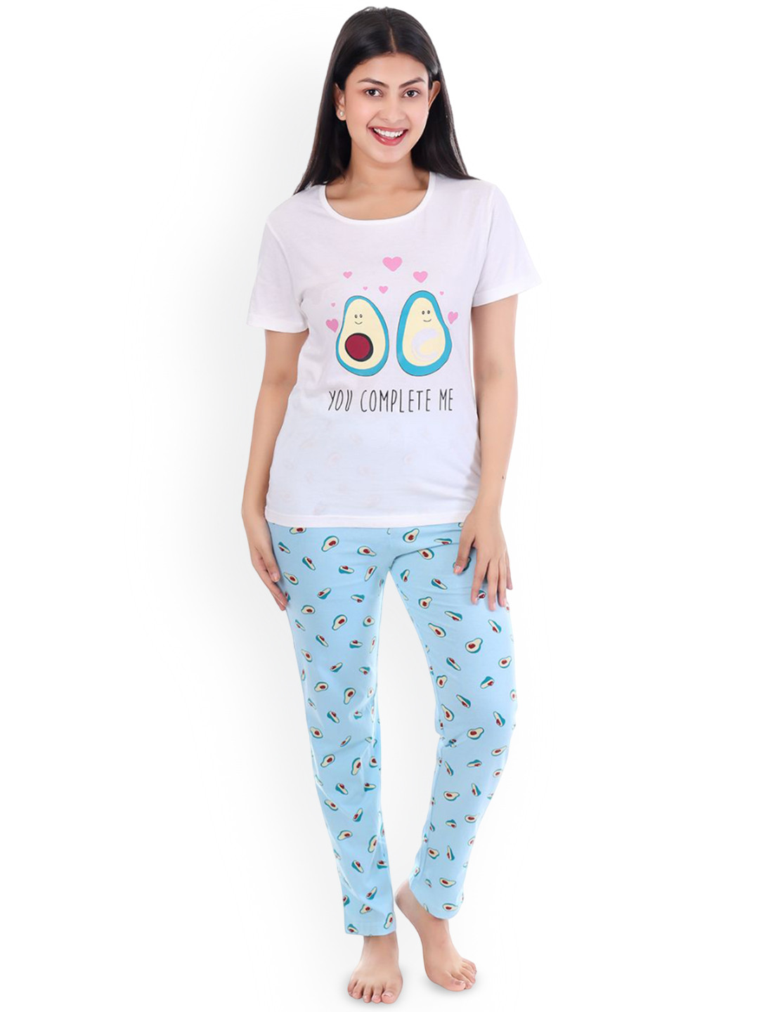 KRIDHAA FASHION BOUTIQUE Women Graphic Printed Pure Cotton Round Neck Night suit