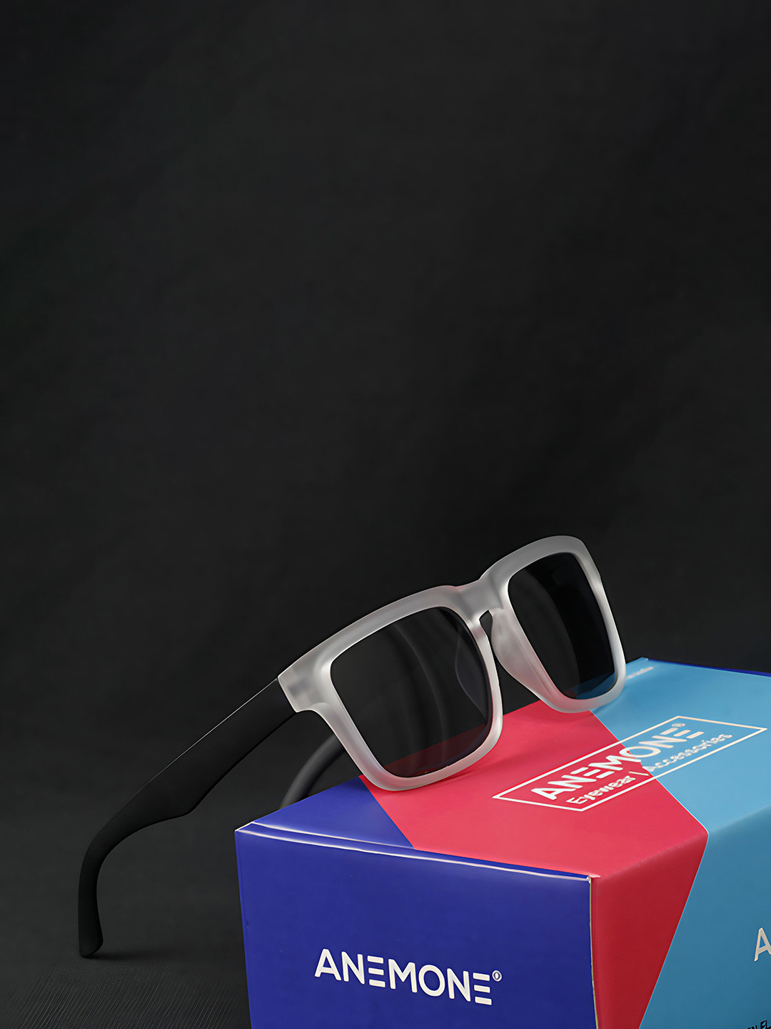 ANEMONE Unisex Black Lens & Black Square Sunglasses With UV Protected Lens