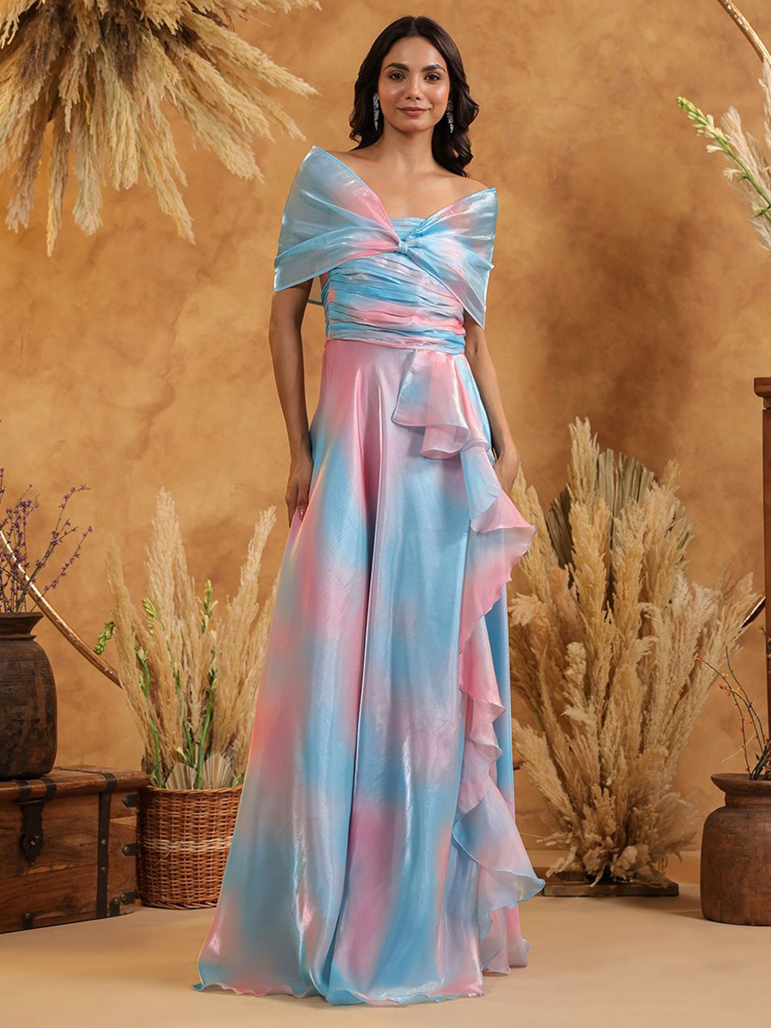 B'Infinite Print Off-Shoulder Maxi Dress