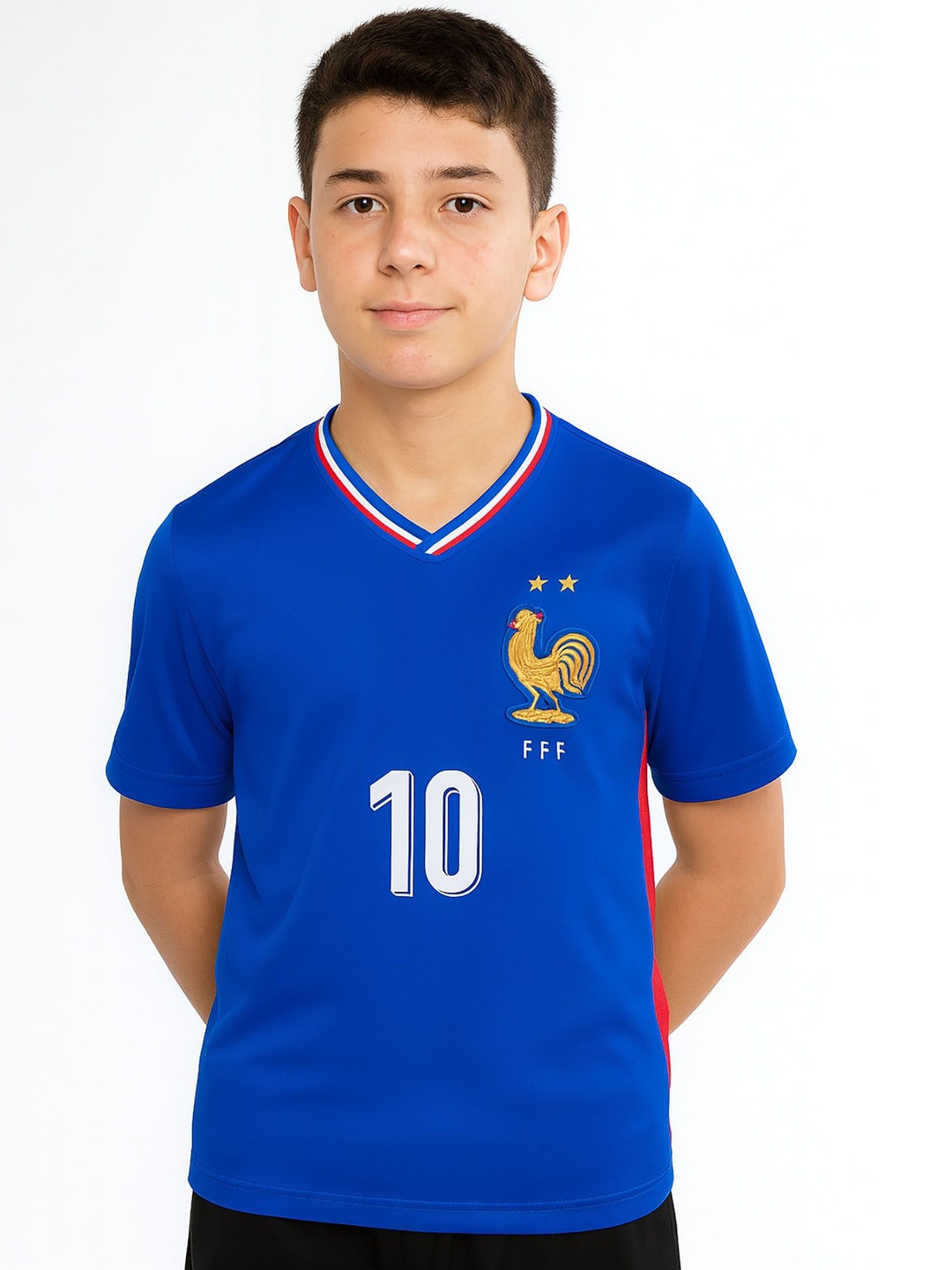 dostitch Kids Boys Blue Polyester Football Jersey Printed T-shirt