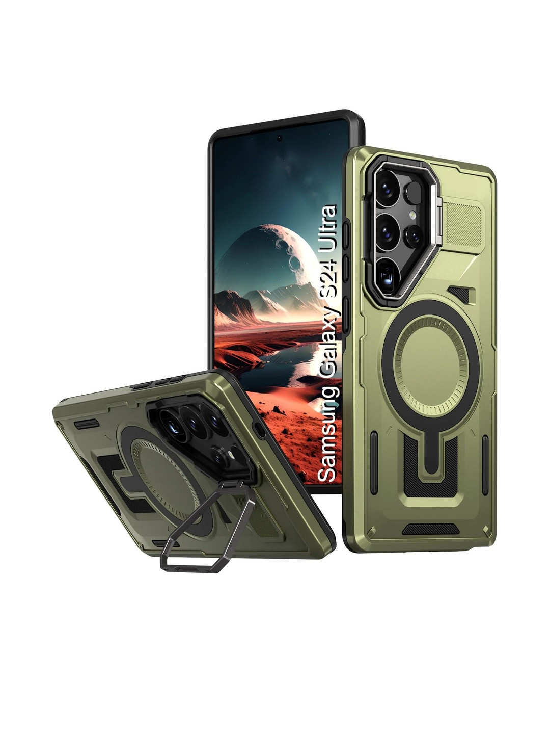 Luxury Kase Rugged Magnetic Case With Kickstand Samsung Galaxy S24 Ultra 5G Back Case