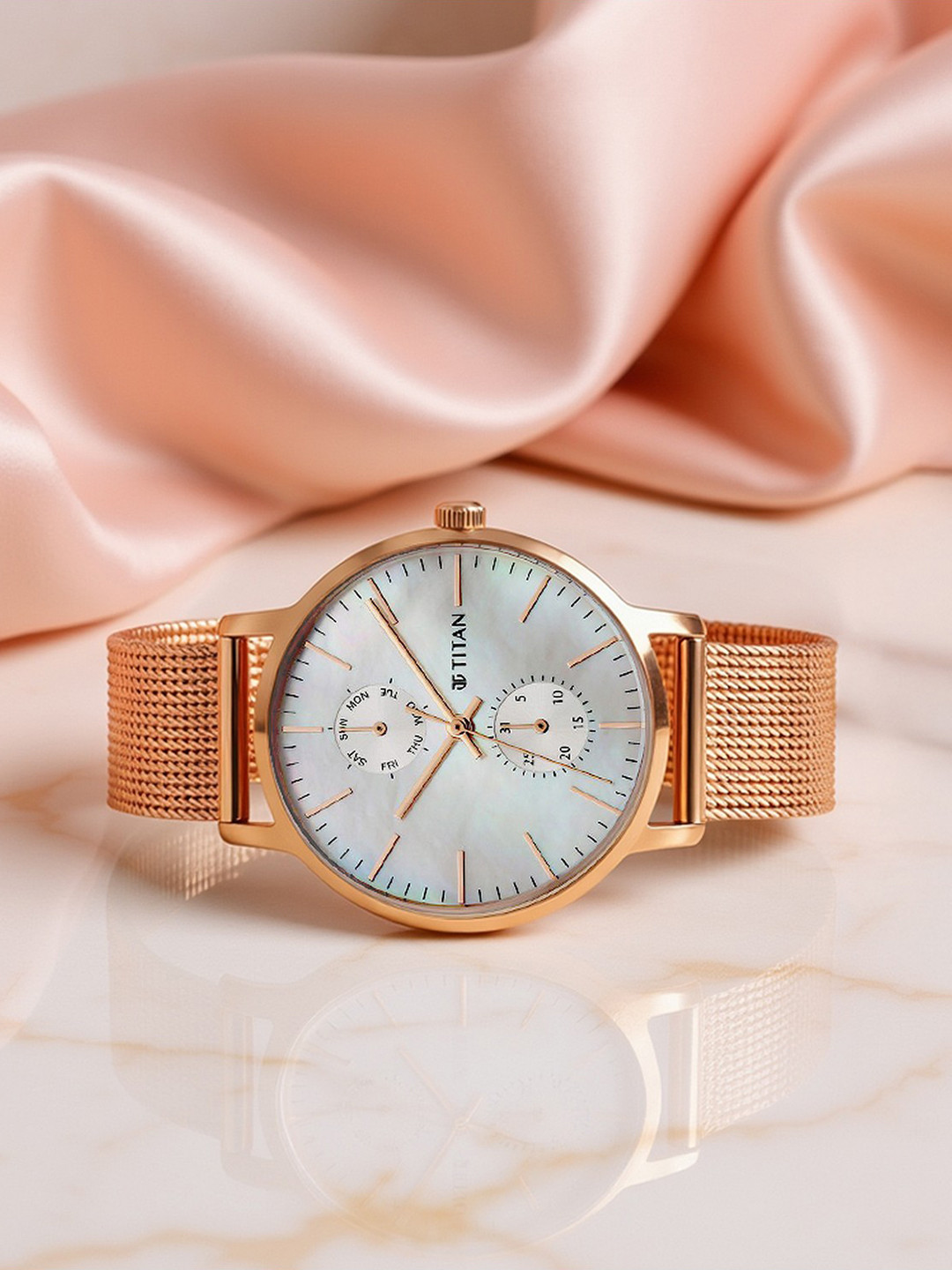 Titan Women Stainless Steel Bracelet Style Straps Analogue Watch 95143WM01