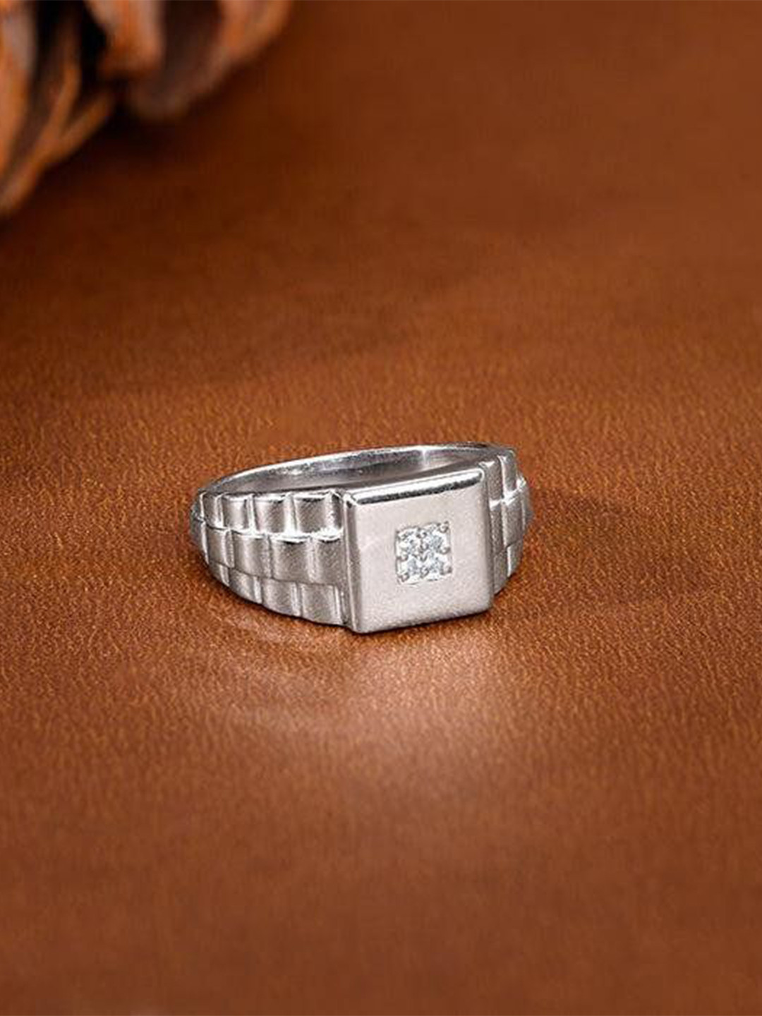 GIVA Men Silver Titan Square Ring