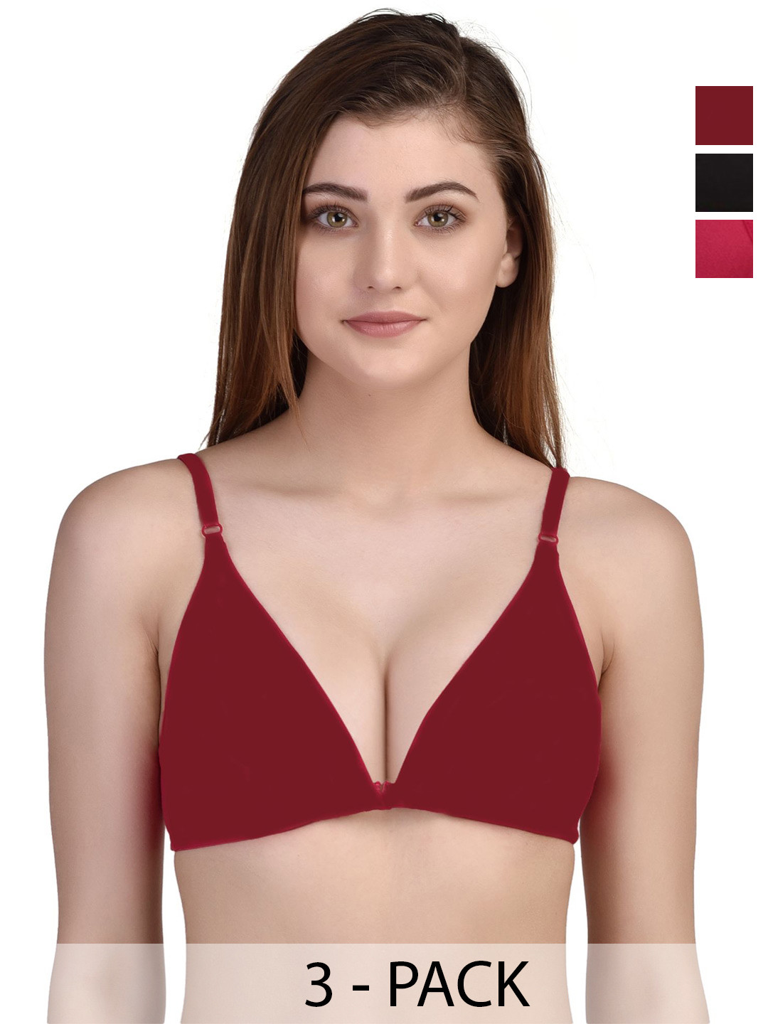 CRIBE Pack Of 3 Medium Coverage Front Open Everyday Bra