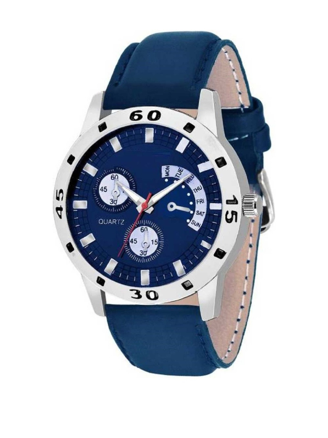 SZN Men Leather Strap Blue Analogue Watch