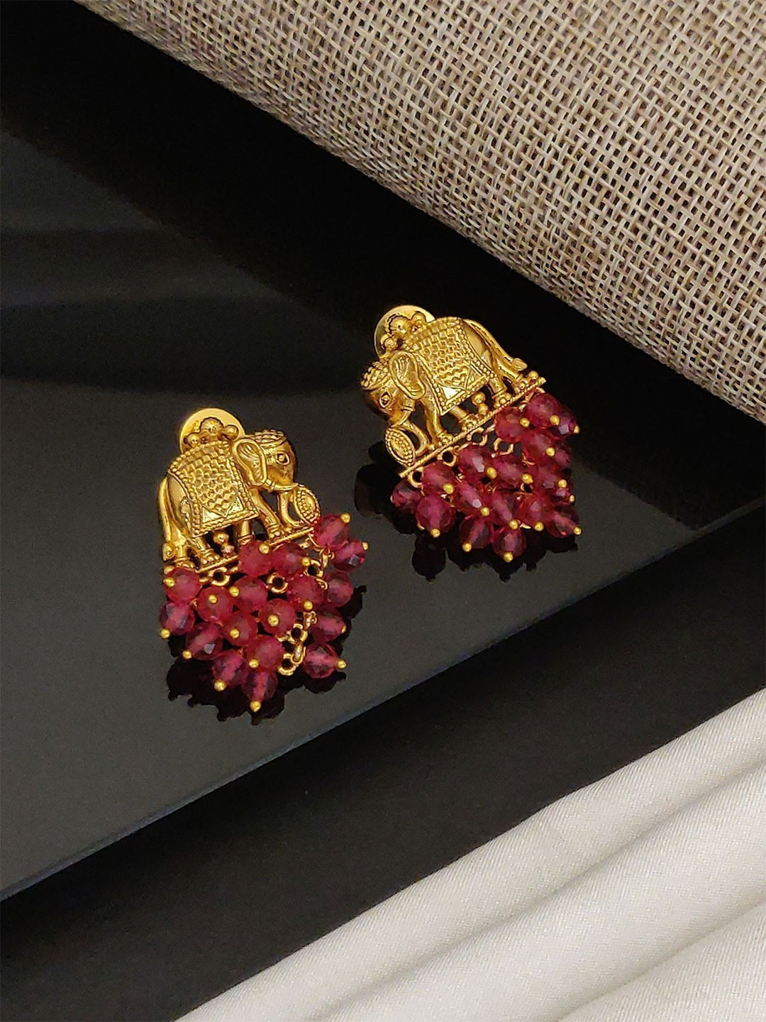 ABDESIGNS Gold-Plated Elephant Stud Earrings