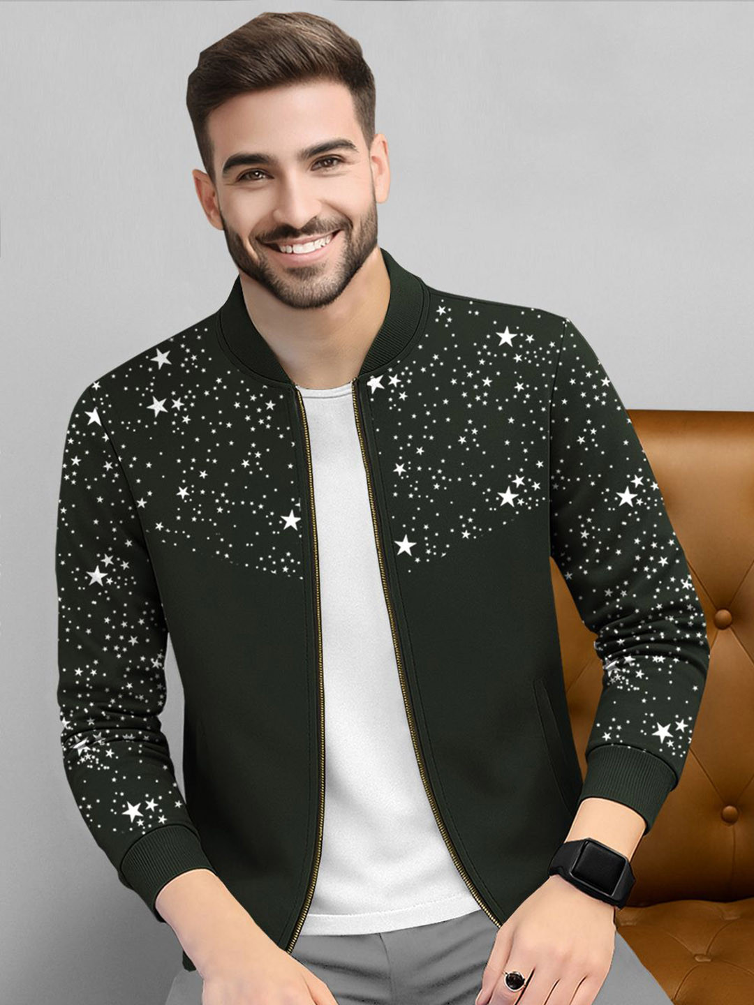 TRIPR Men Starry Graphic Print Bomber Jacket