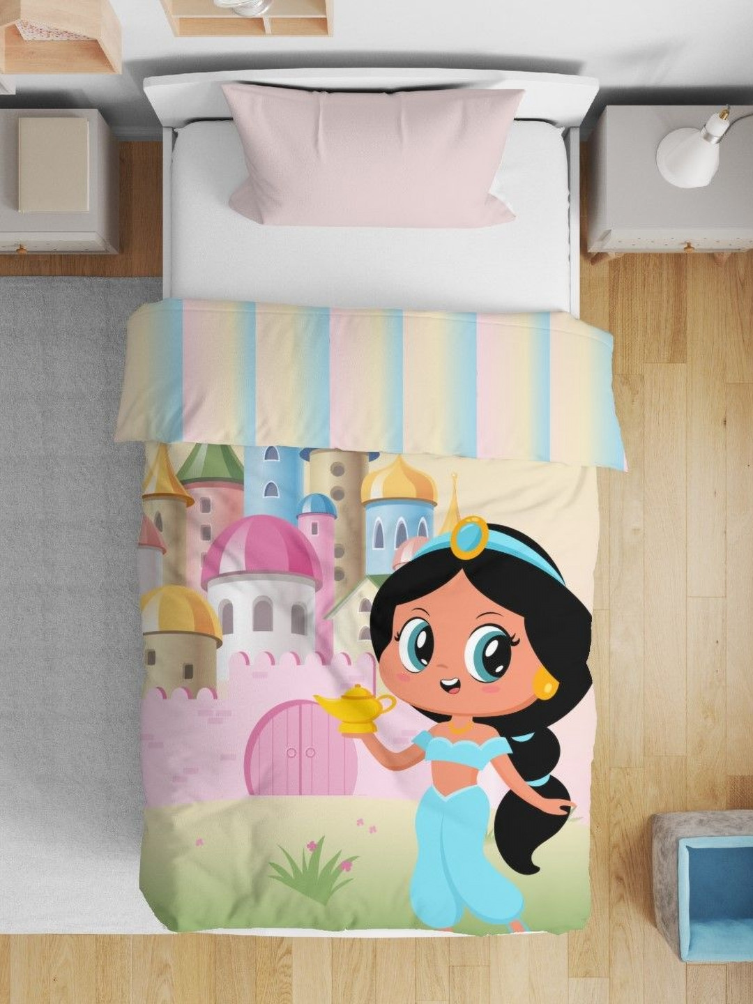 HOME PLUS STUDIOS Cream Cartoon Characters Microfiber AC Room Single Bed Comforter