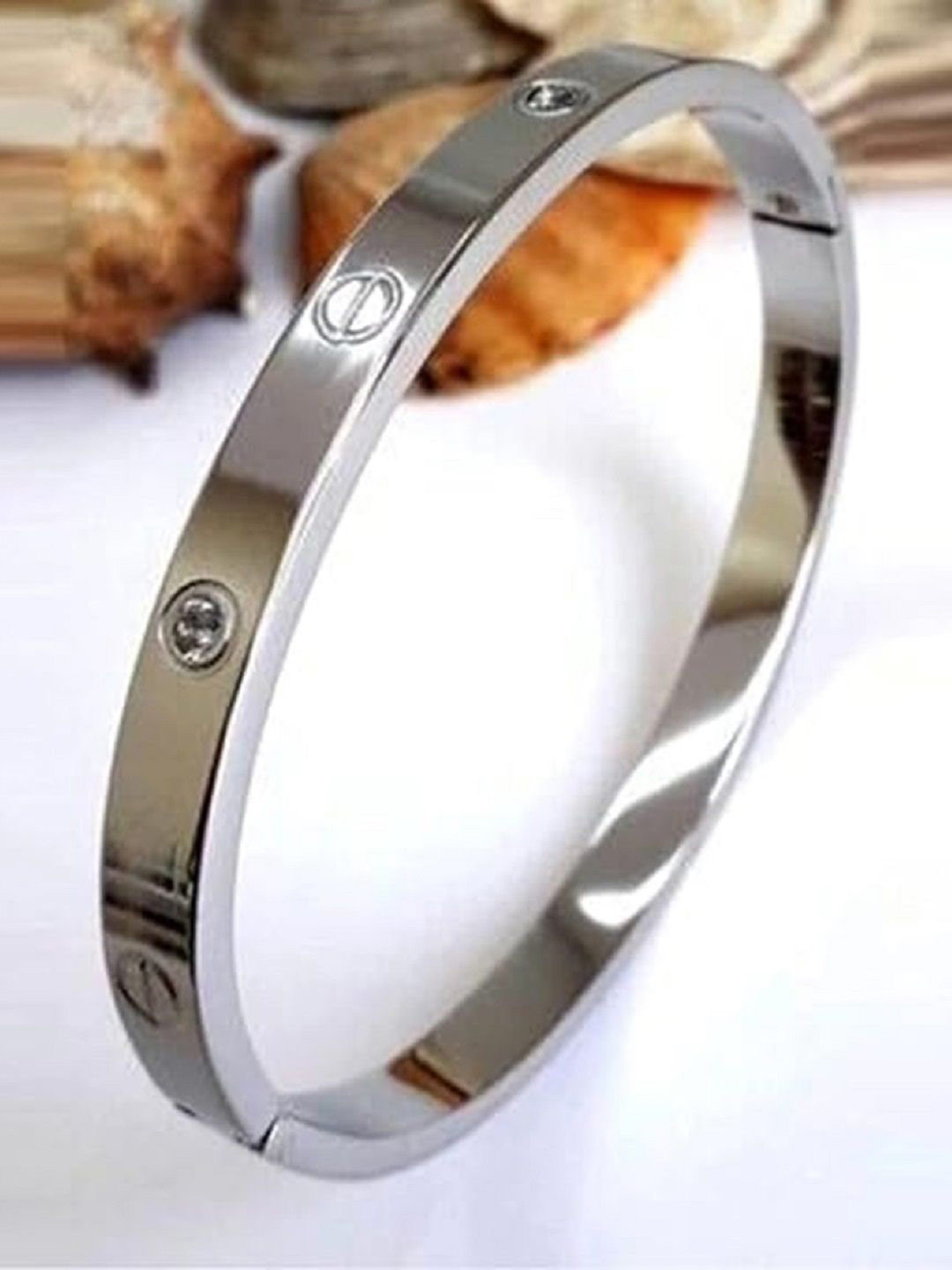 Saisadan Jewels Unisex Silver-Plated American Diamond Studded Wraparound Bracelet