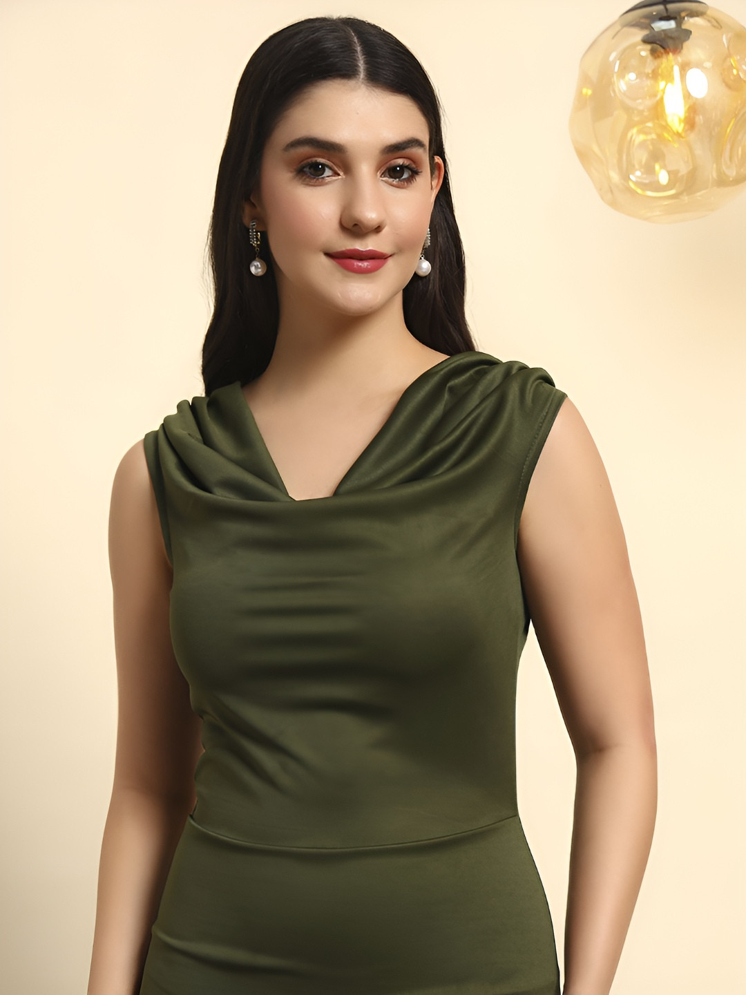 VAARARO Women Cowl Neck Bodycon Maxi Dress