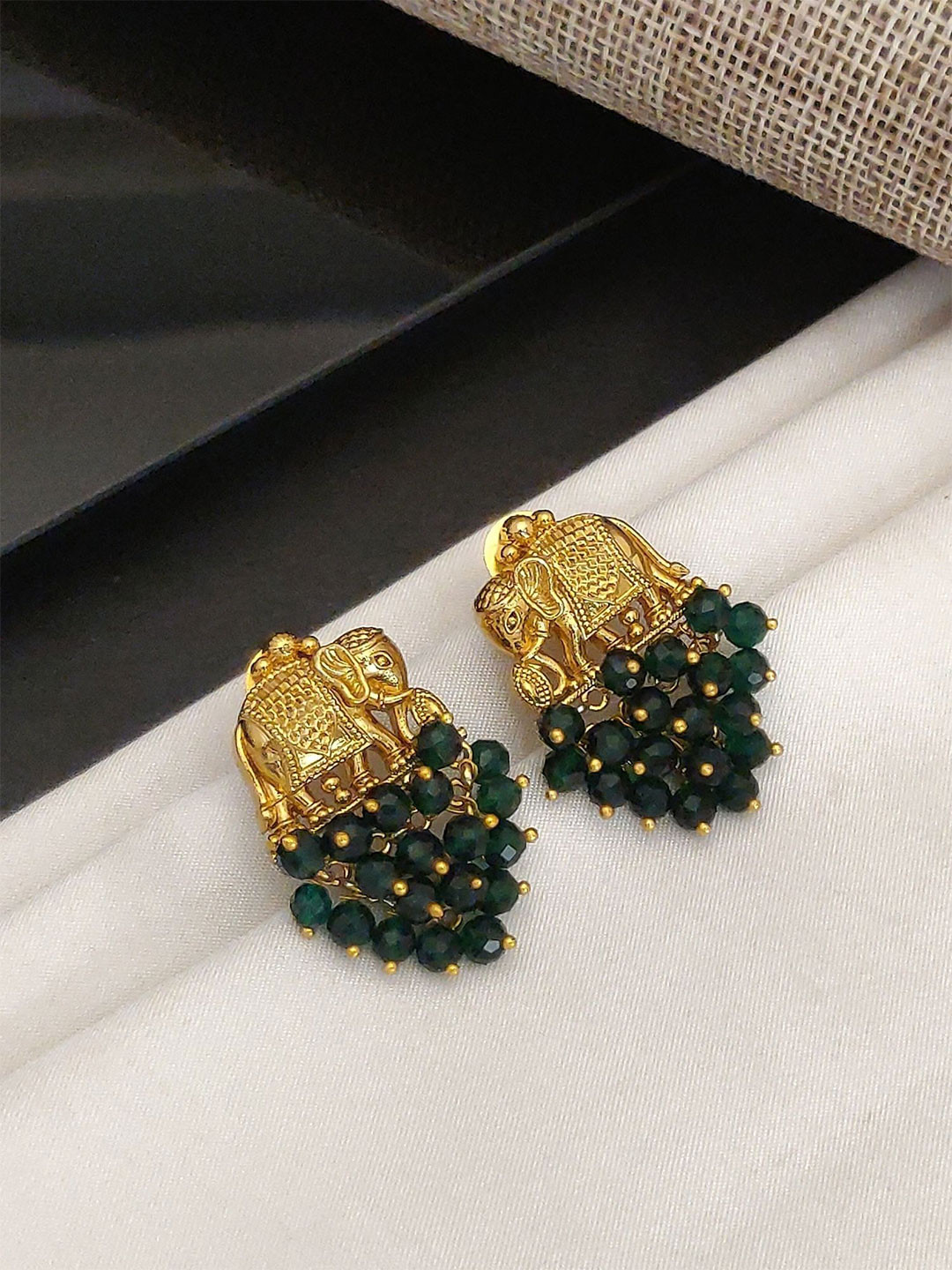 ABDESIGNS Gold-Plated Elephant Stud Earrings