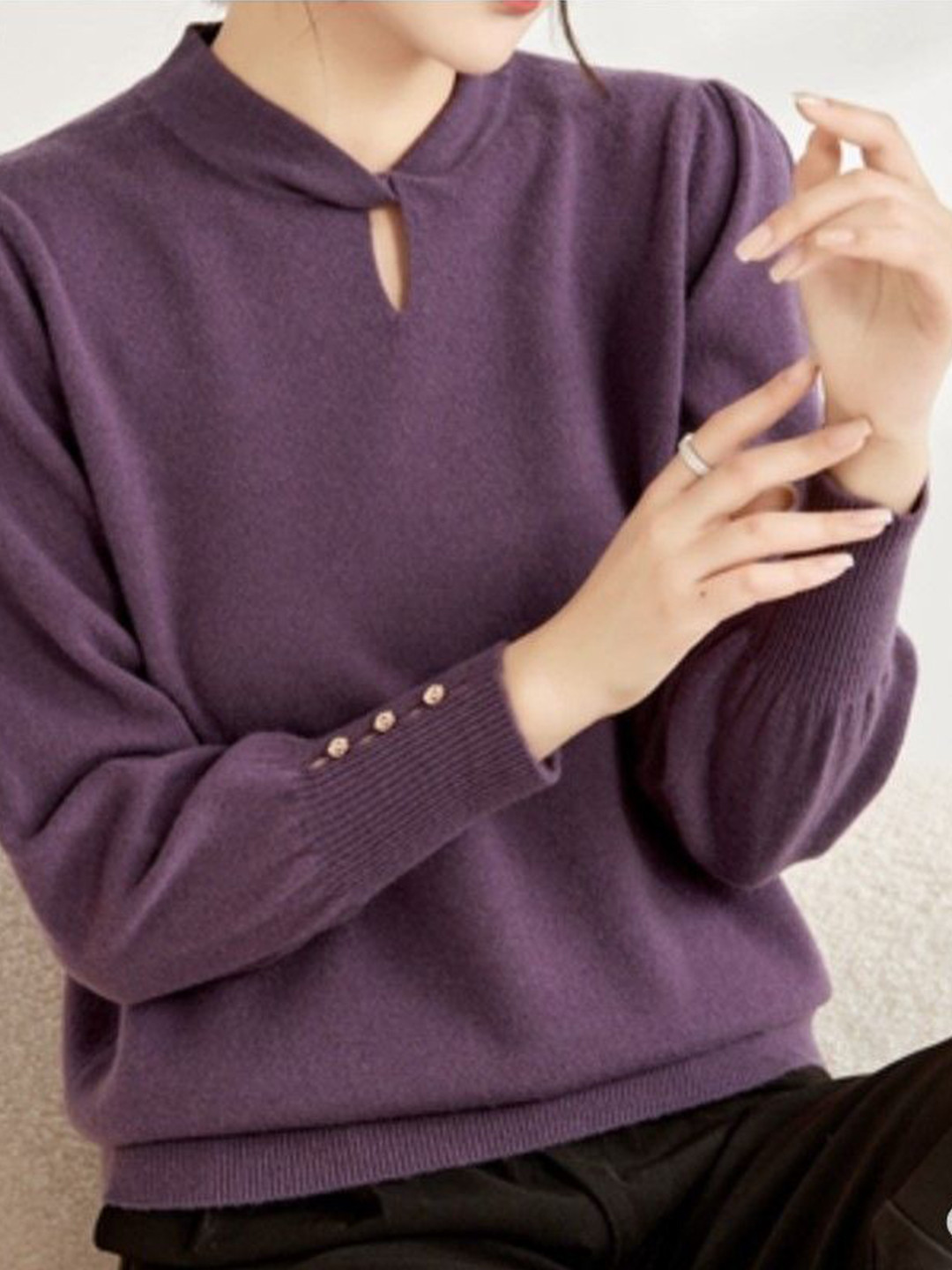 StyleCast Women Crew Neck Long Sleeve Pullover with Embellished Detail