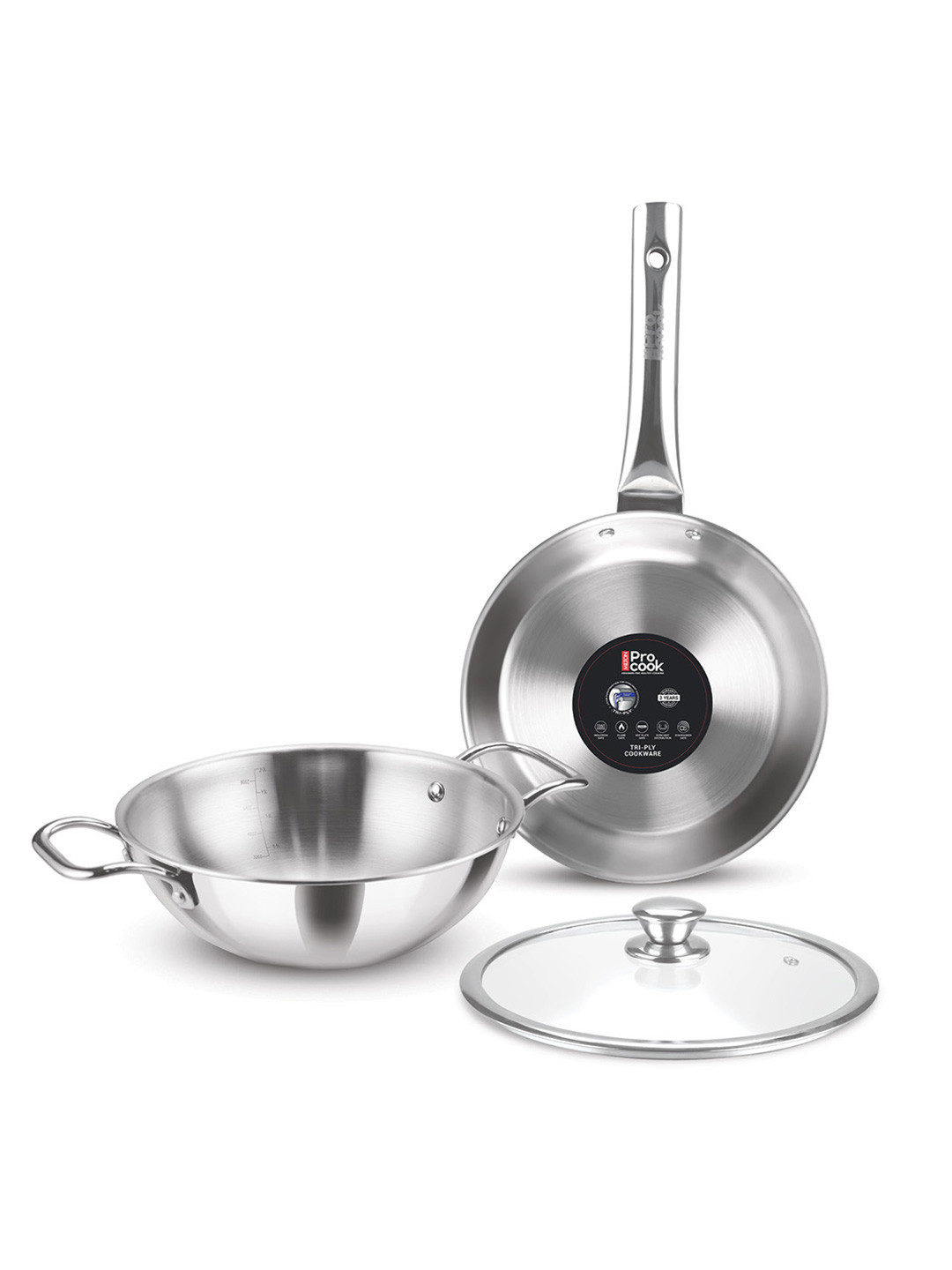 Milton Pro cook Triply Stainless Steel 3Pc Induction Cookware Set FryPan 24cm