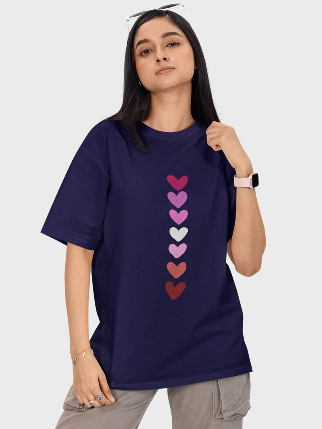 Reifica Women Bio Finish Graphic Printed Round Neck Cotton Oversized T-shirt