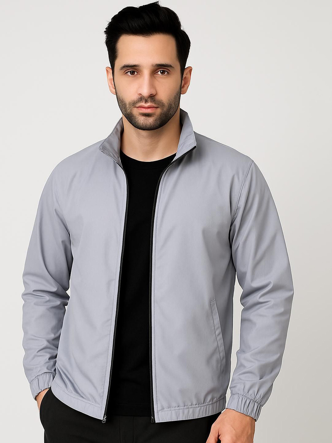 Apraa & Parma Men Mock Collar Solid Lightweight Tailored Jacket