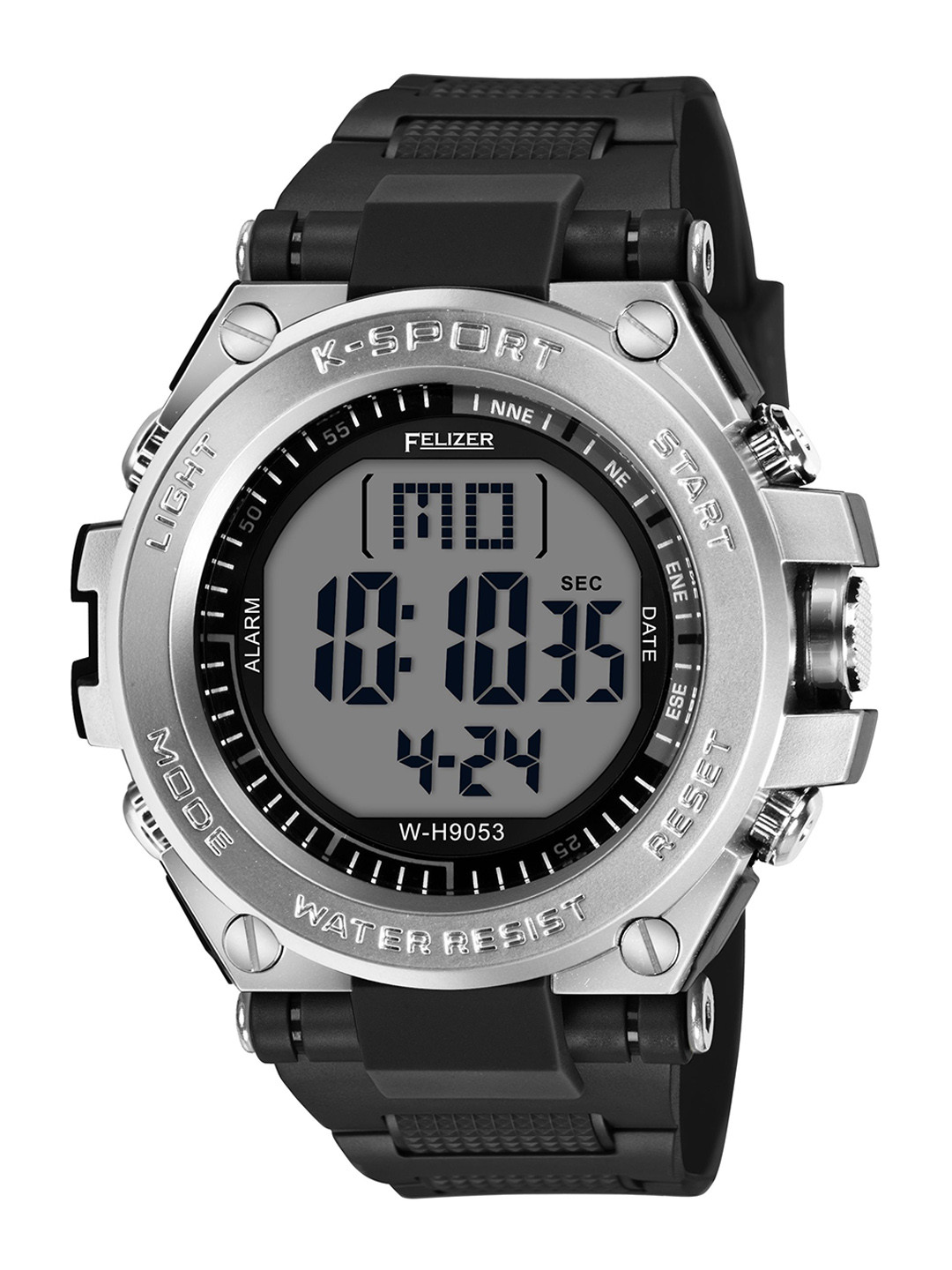 FELIZER Men Dial & Wrap Around Straps Digital Chronograph Watch 9053-Silver