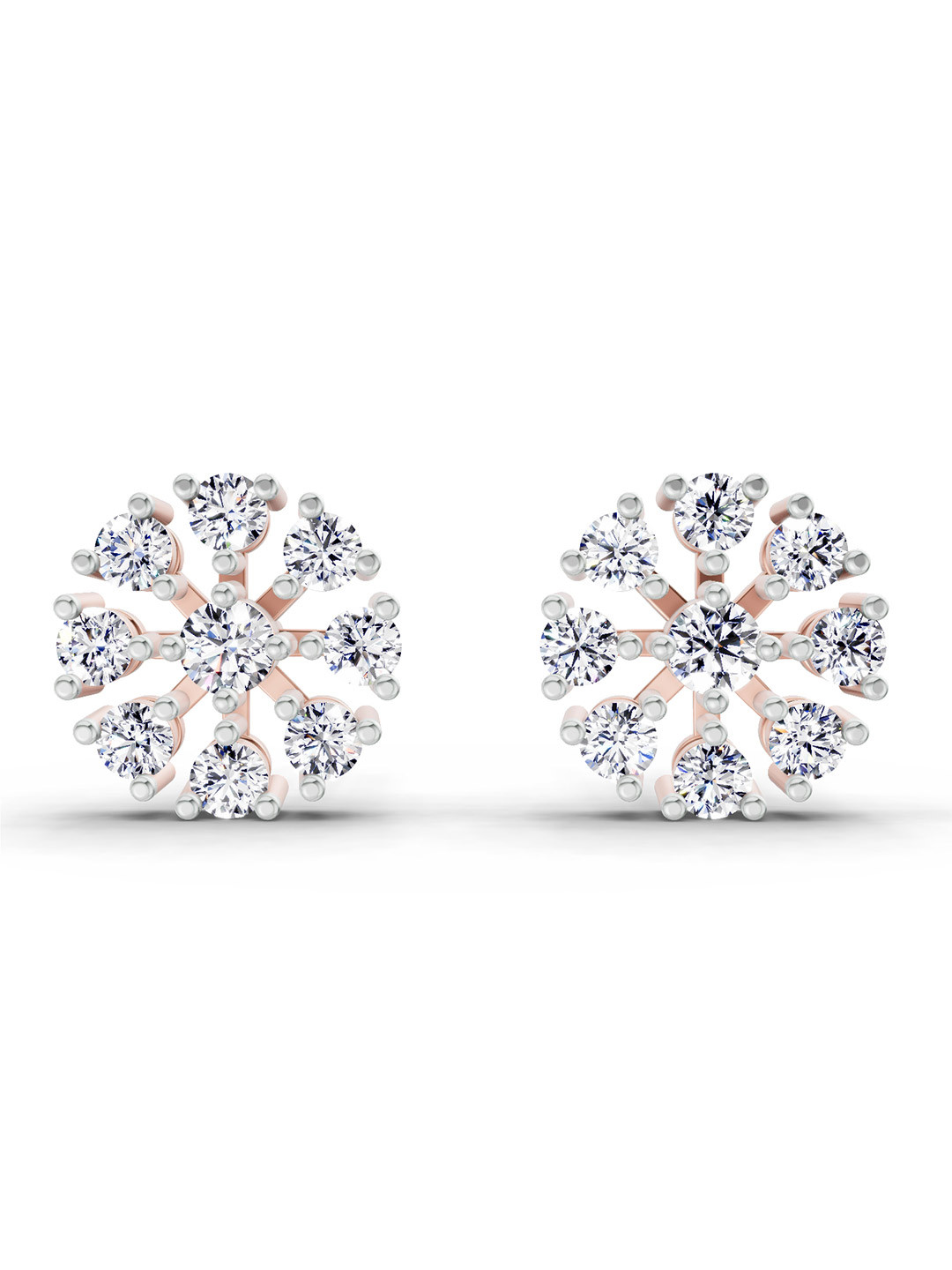 Sparkles 14K Rose Gold Lab Grown Diamond 1 Carat Round Diamond Stud Earrings