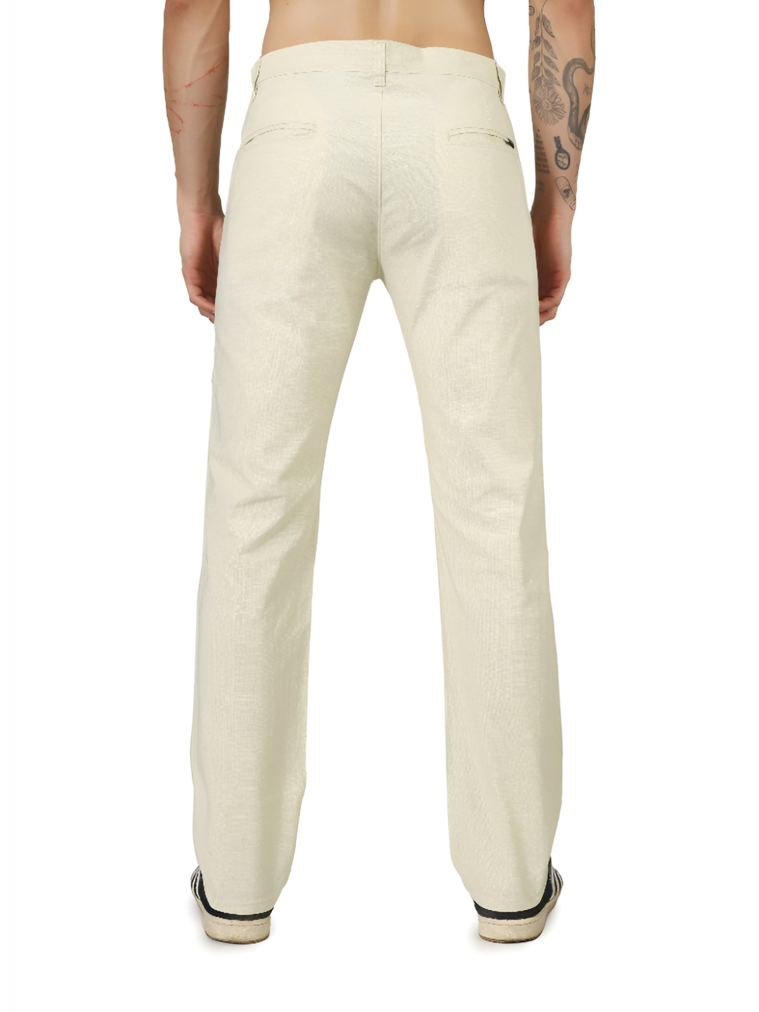 FLAKED Men Slim Fit Textured Smart Easy Wash Trousers