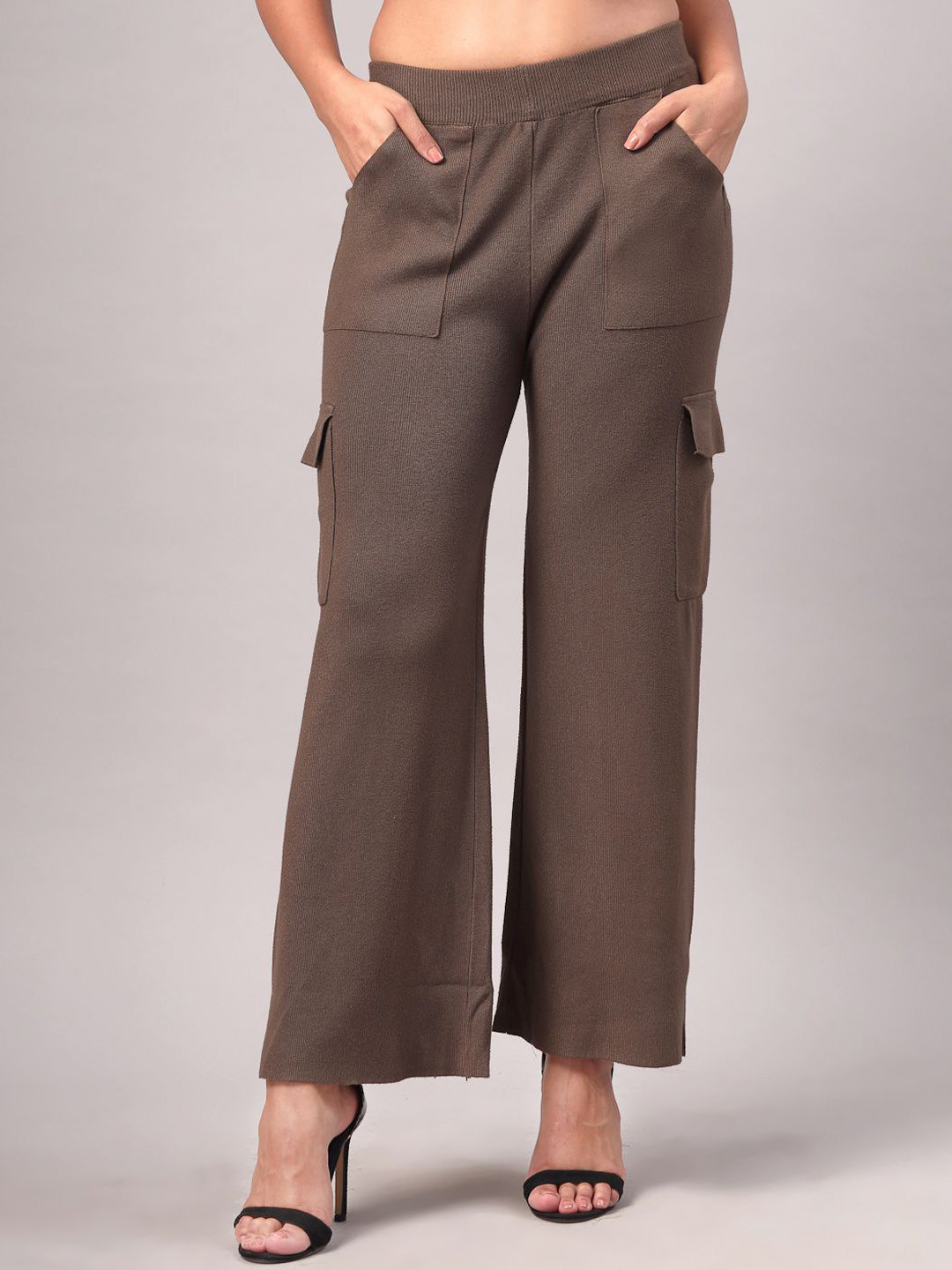 Mafadeny Women Cargo Knit Palazzo Pants