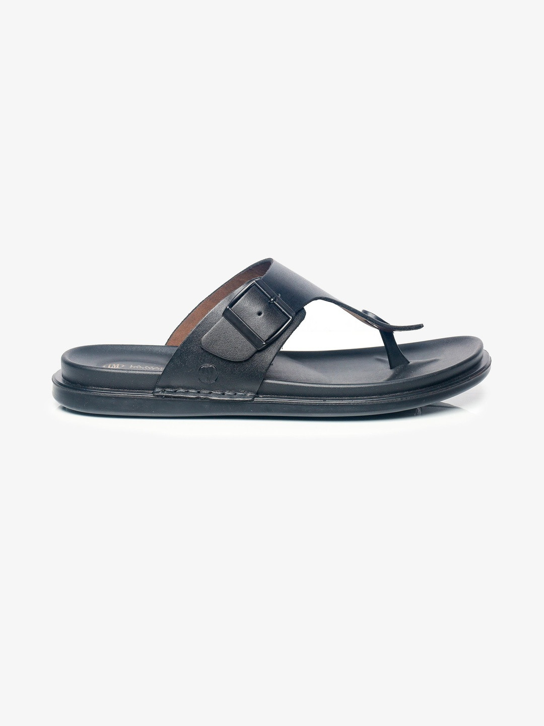 LA MARCA Men Black solid Leather Comfort Sandals