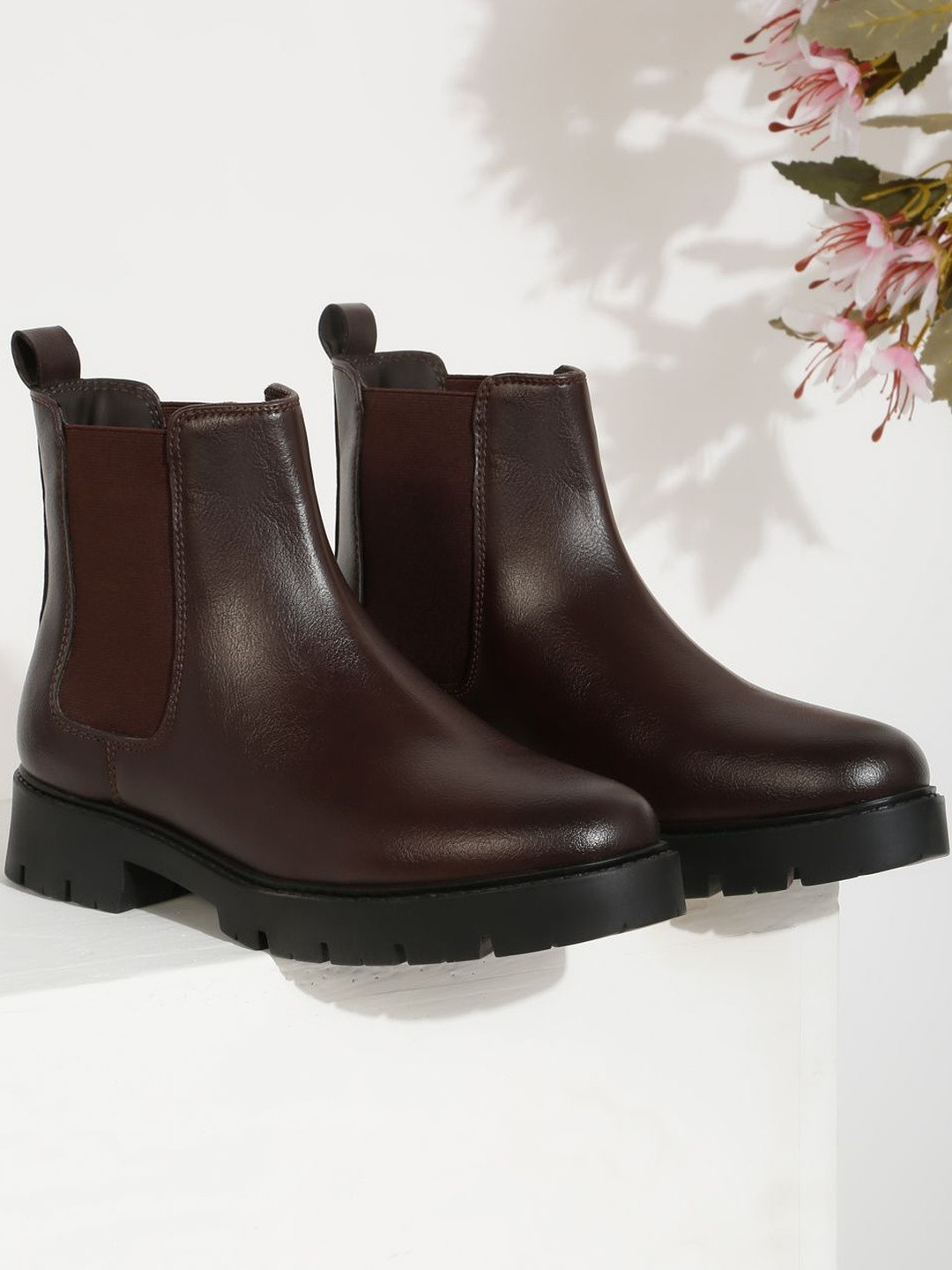 Kosher Women Classic Brown Chelsea Boots