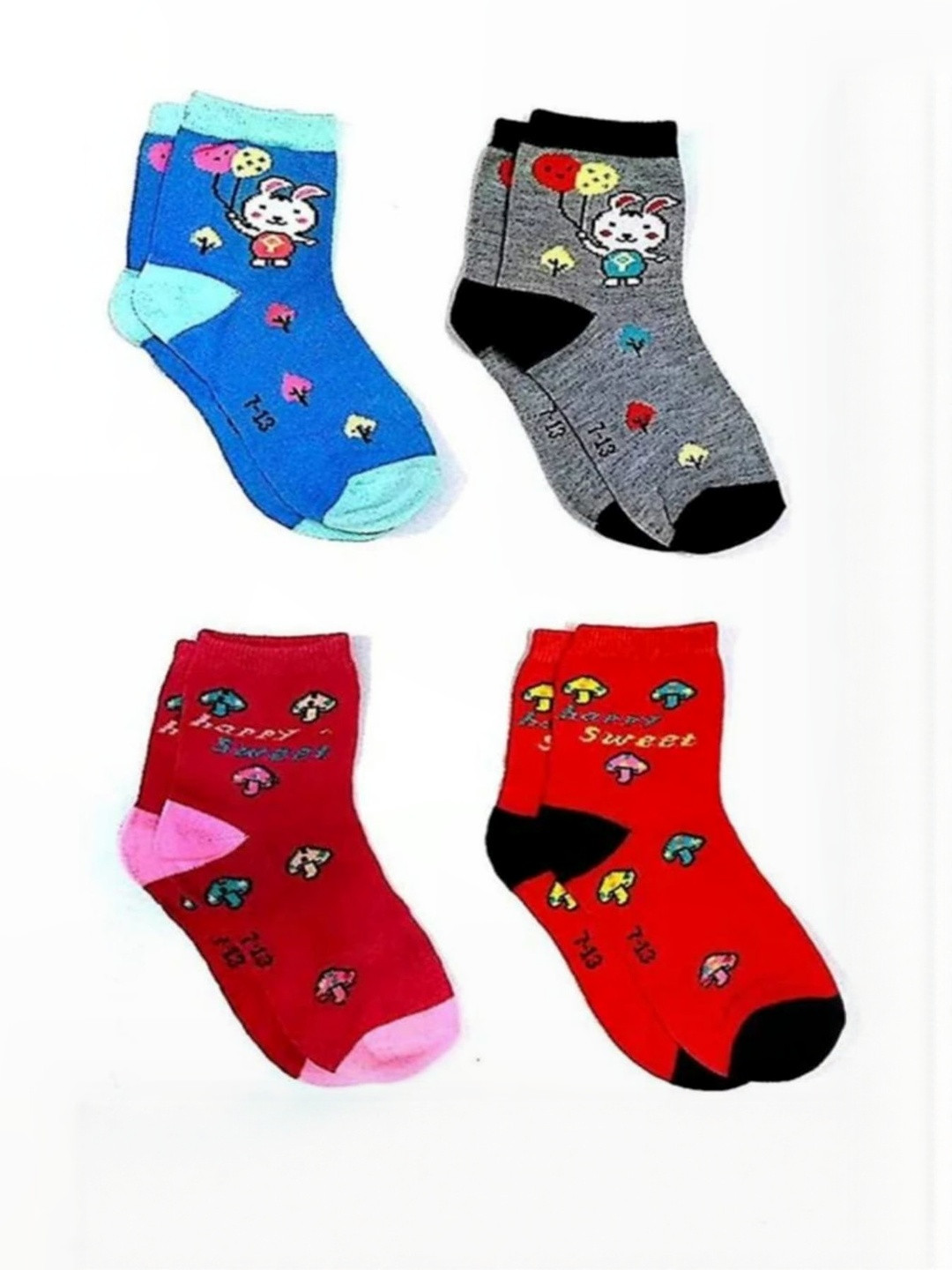 Akeeta Unisex Kids Pack Of 12 Multicolour Printed Socks